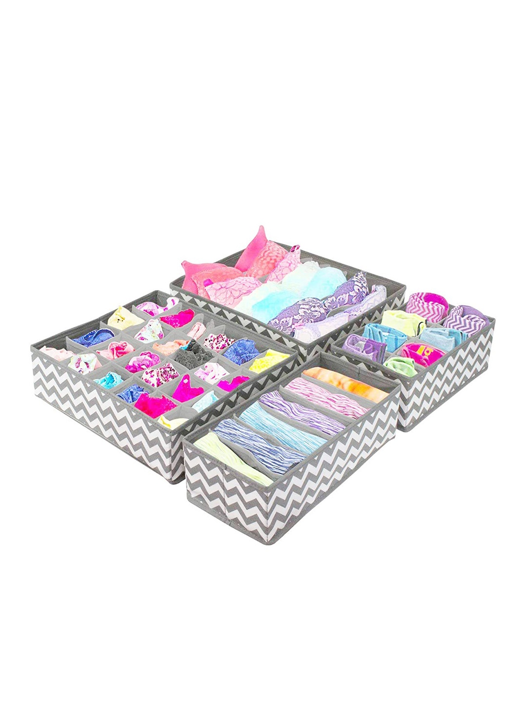 

HOUSE OF QUIRK Set Of 4 Printed Foldable Storage Box, Grey