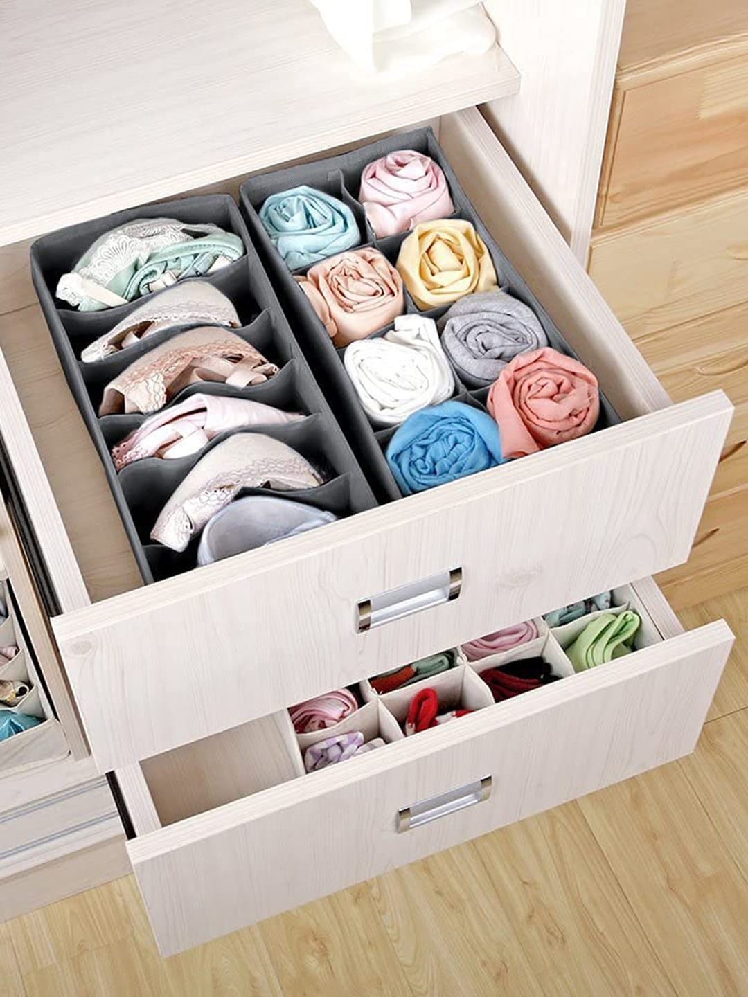 

HOUSE OF QUIRK Set of 4 Foldable Drawer Organizer, Pink