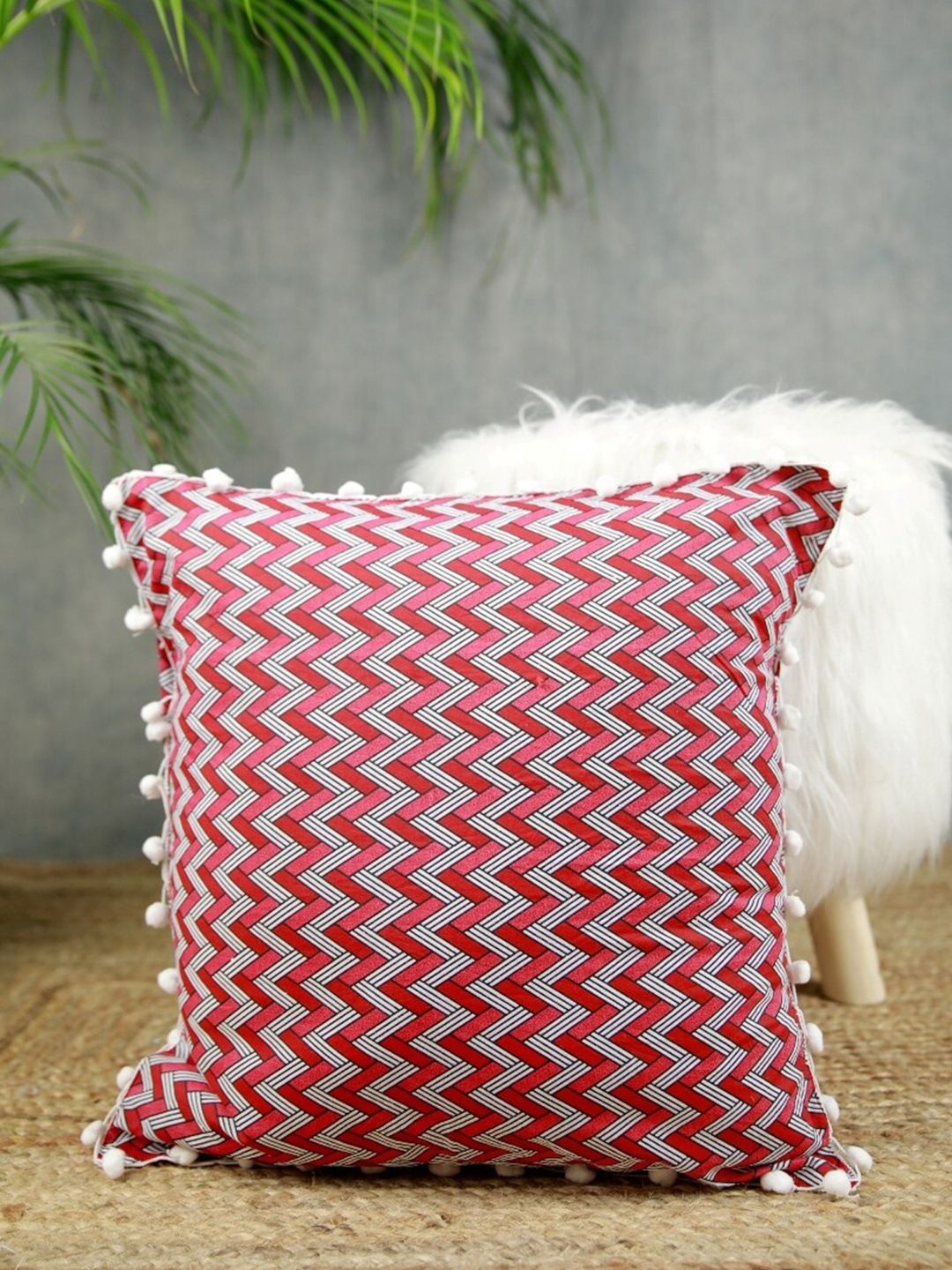 

Jaipur Folk Pink & White Set of 2 Geometric Square Cushion Covers