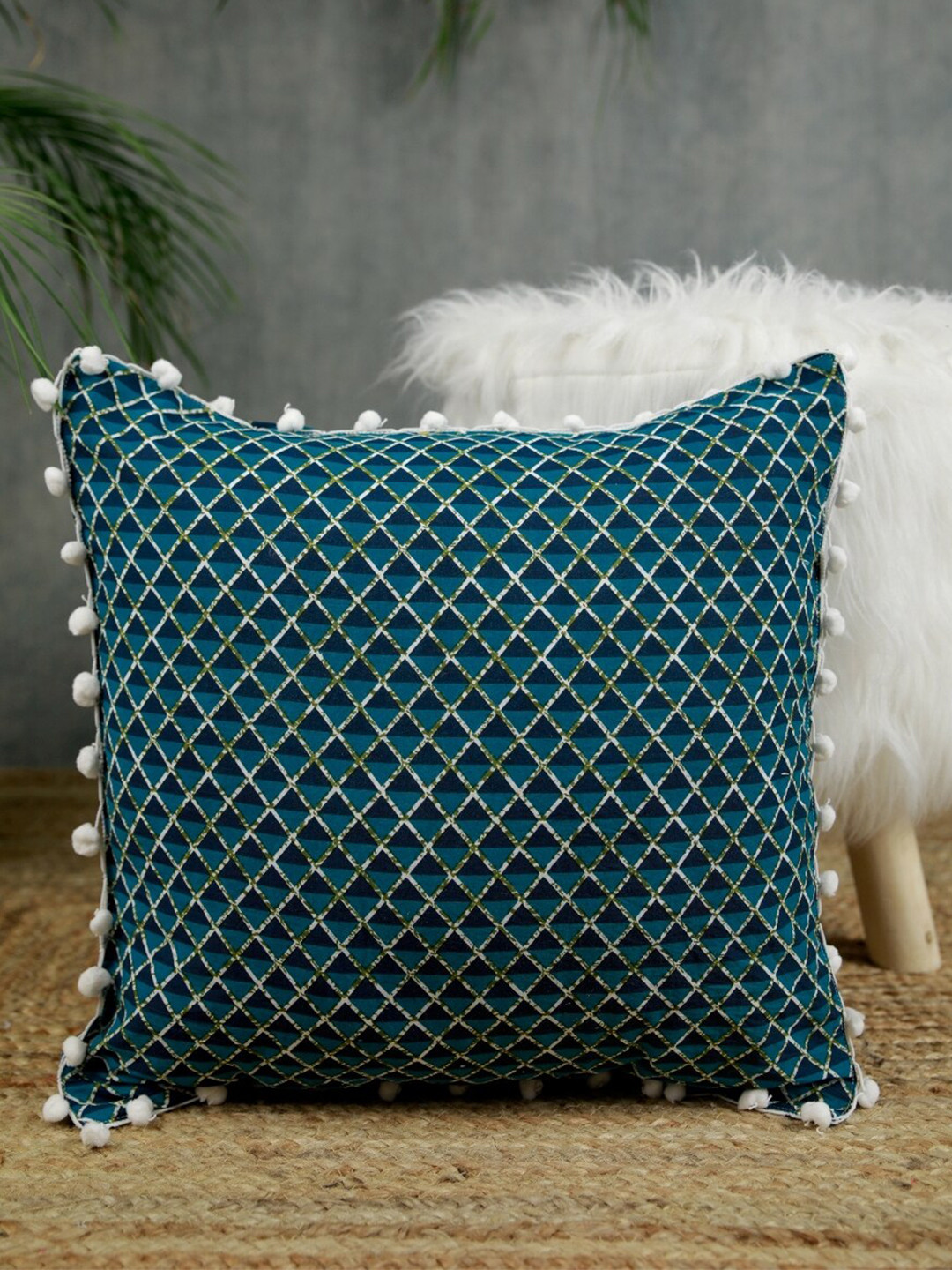 

Jaipur Folk Blue & White Set of 2 Checked Square Cushion Covers