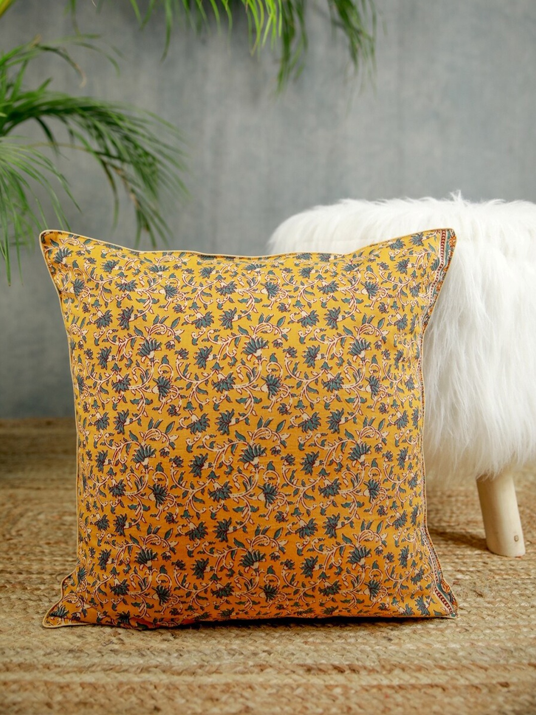 

Jaipur Folk Mustard & Grey Set of 2 Geometric Cotton Square Cushion Covers