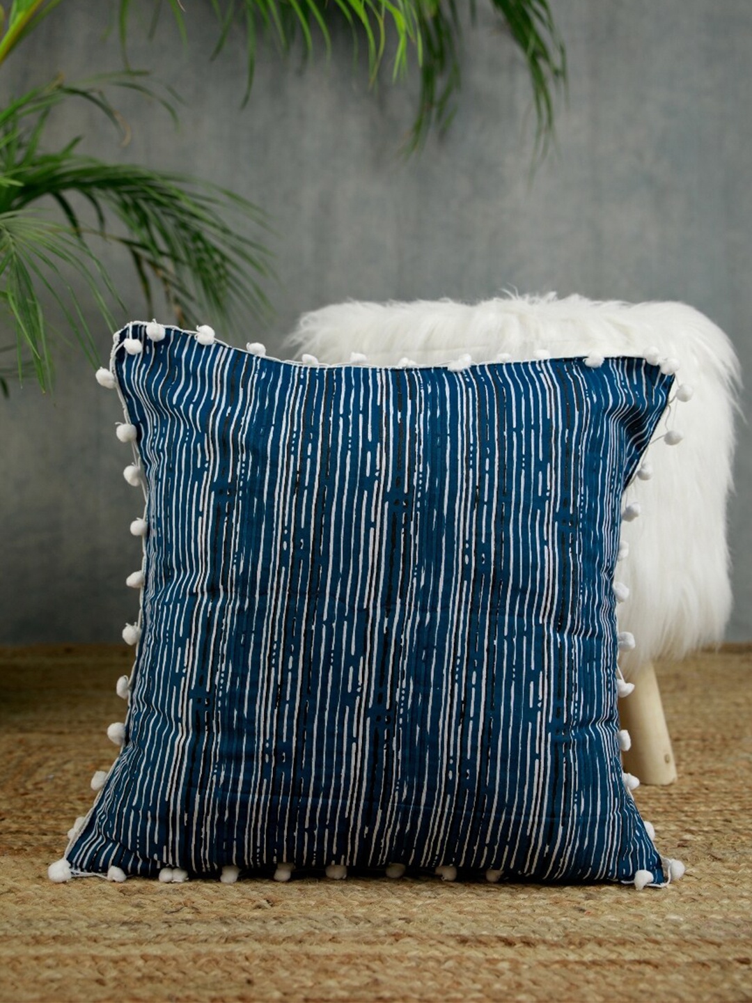 

Jaipur Folk Blue Set of 2 Striped Square Cushion Covers