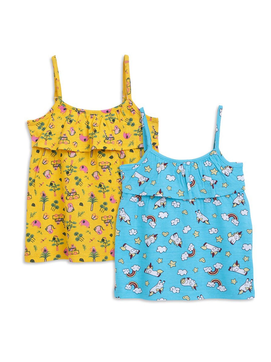 

SuperBottoms Pack of 2 Floral Print Sustainable Top, Yellow
