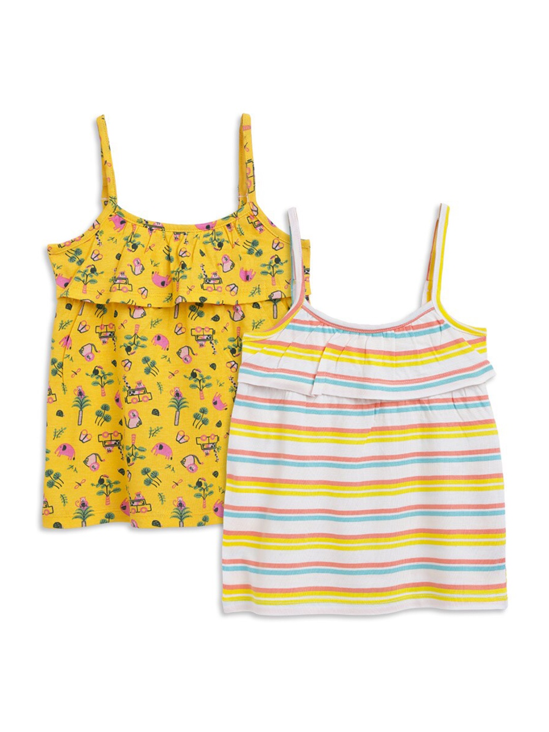 

SuperBottoms Pack of 2 Floral Print Sustainable Top, Yellow