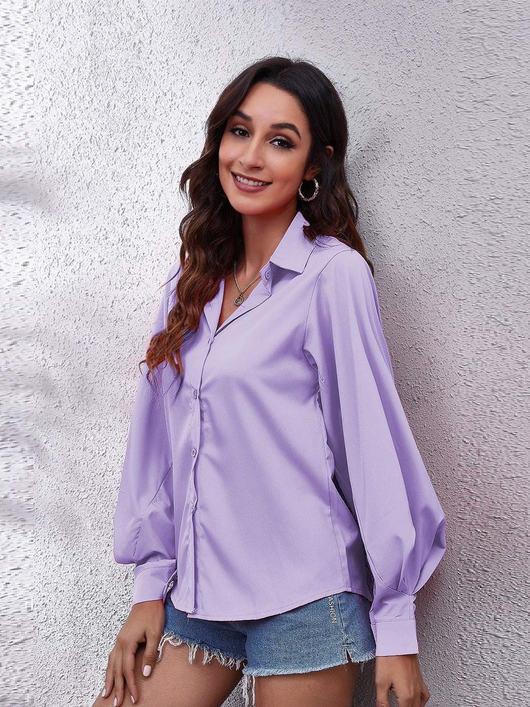 

BoStreet Purple Tie-Up Neck Top