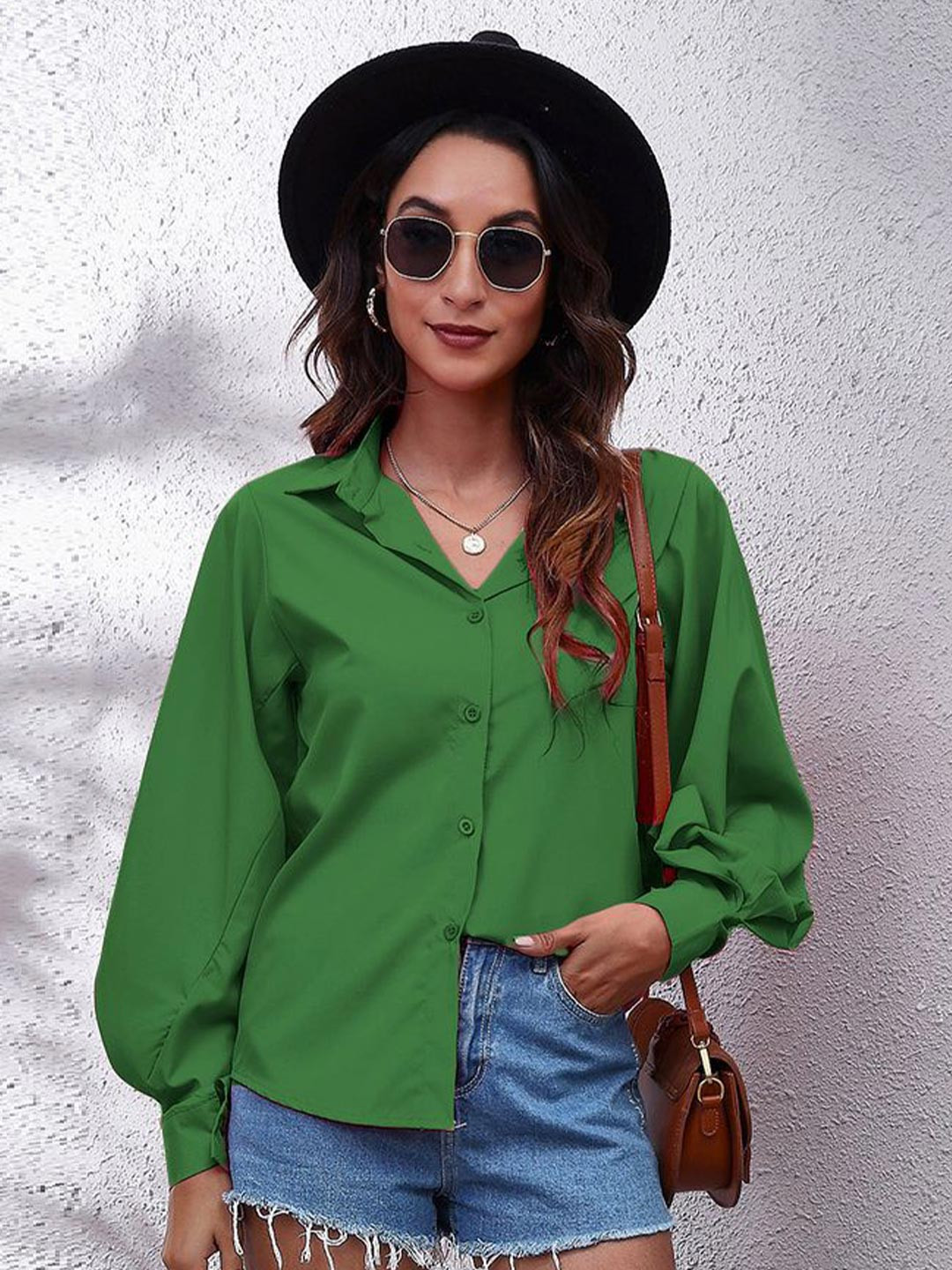 

BoStreet Green Shirt Style Top