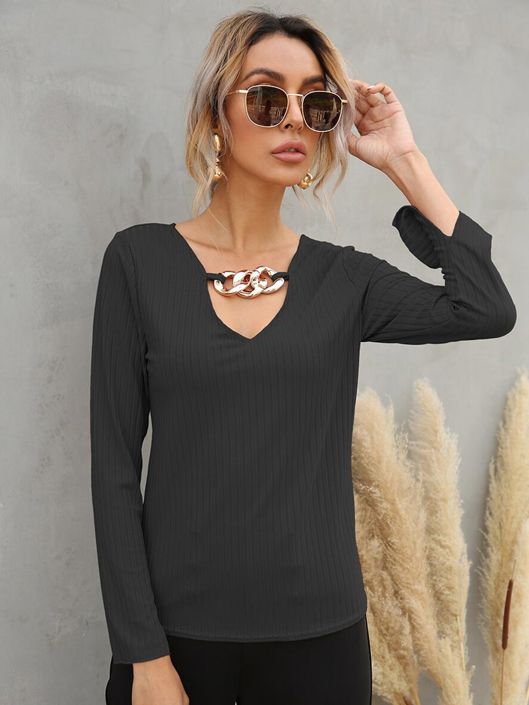 

BoStreet Black Styled Back Top