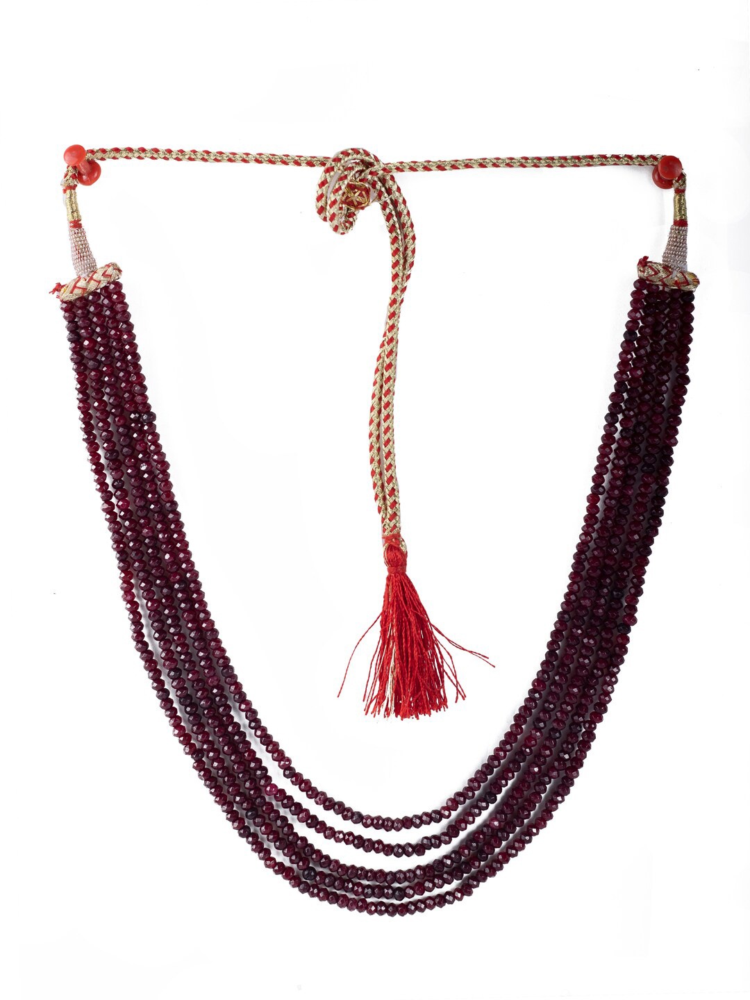 

Runjhun Gold-Toned & Maroon Brass Gold-Plated Necklace