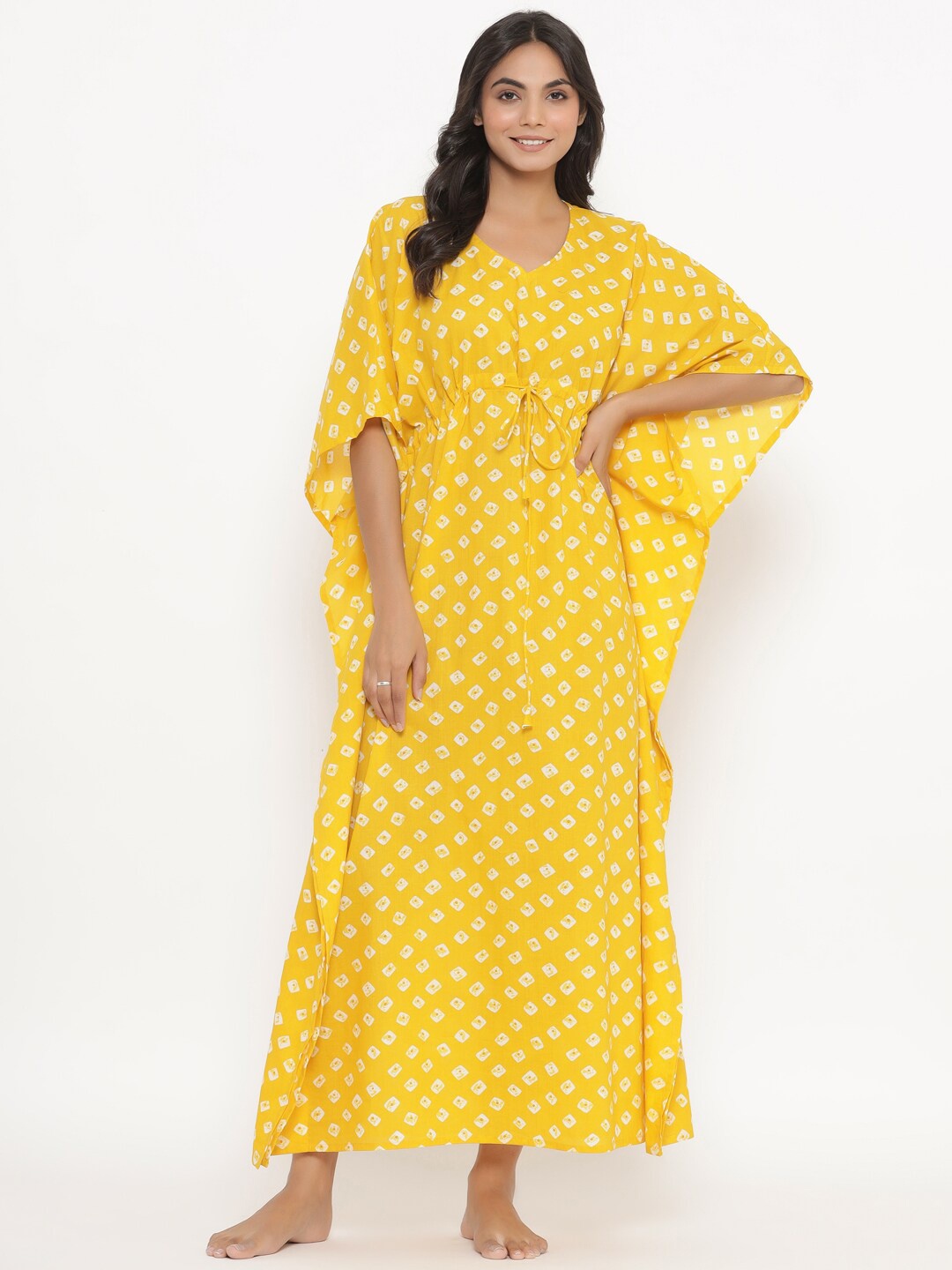 

Ikk Kudi by Seerat Yellow Printed Maxi Nightdress