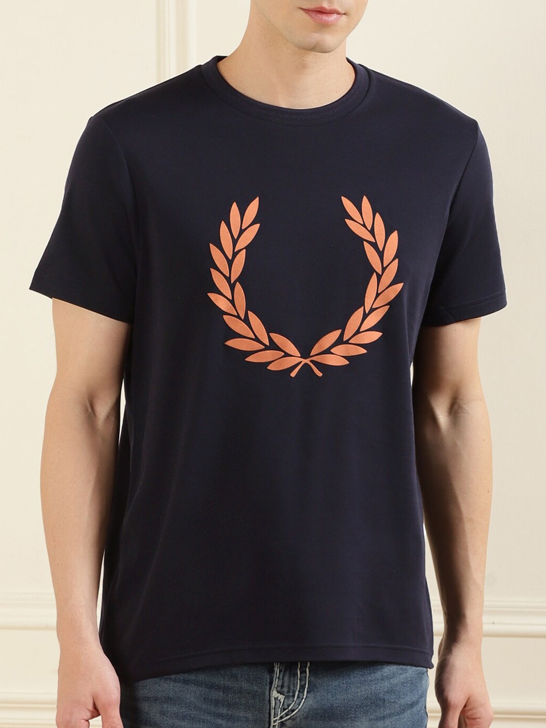 

Fred Perry Men Navy Blue & dark sapphire Raw Edge T-shirt