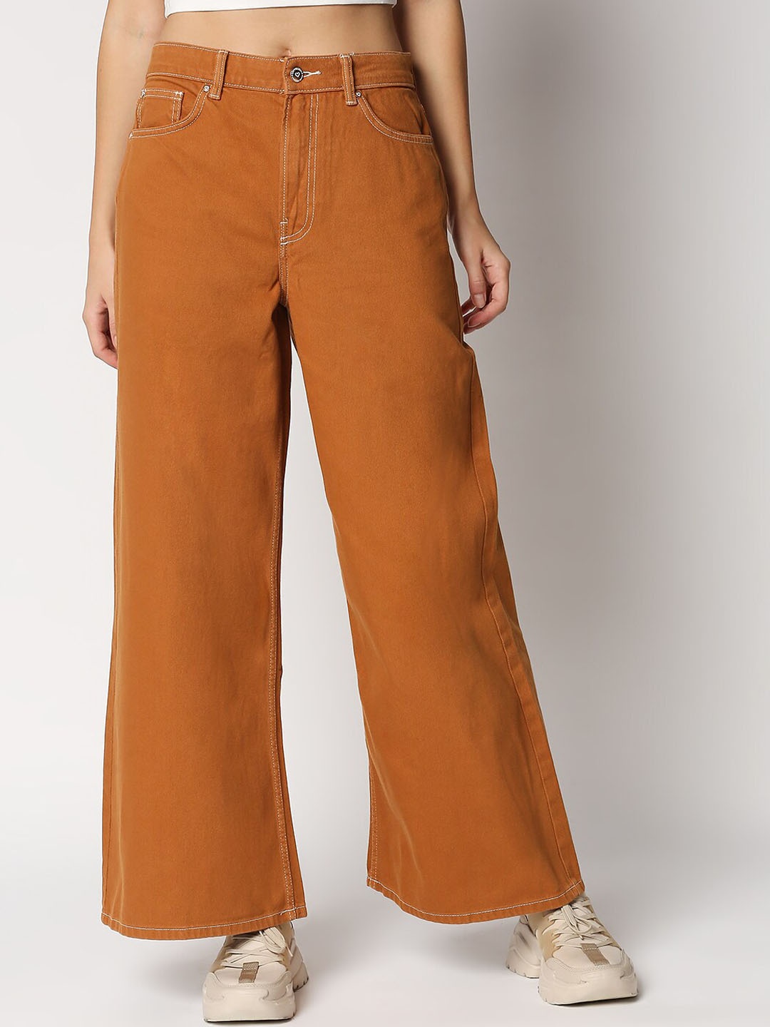 

LOVEGEN Women Brown Wide Leg Jeans