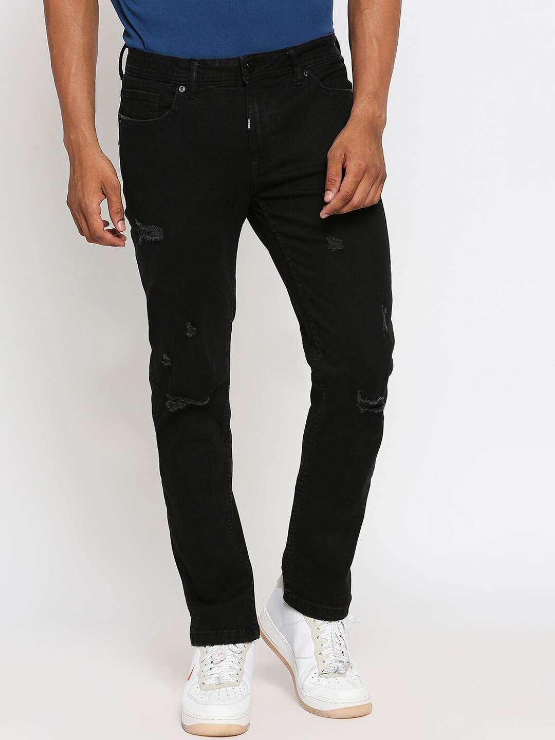 

LOVEGEN Men Black Slim Fit Mildly Distressed Stretchable Jeans