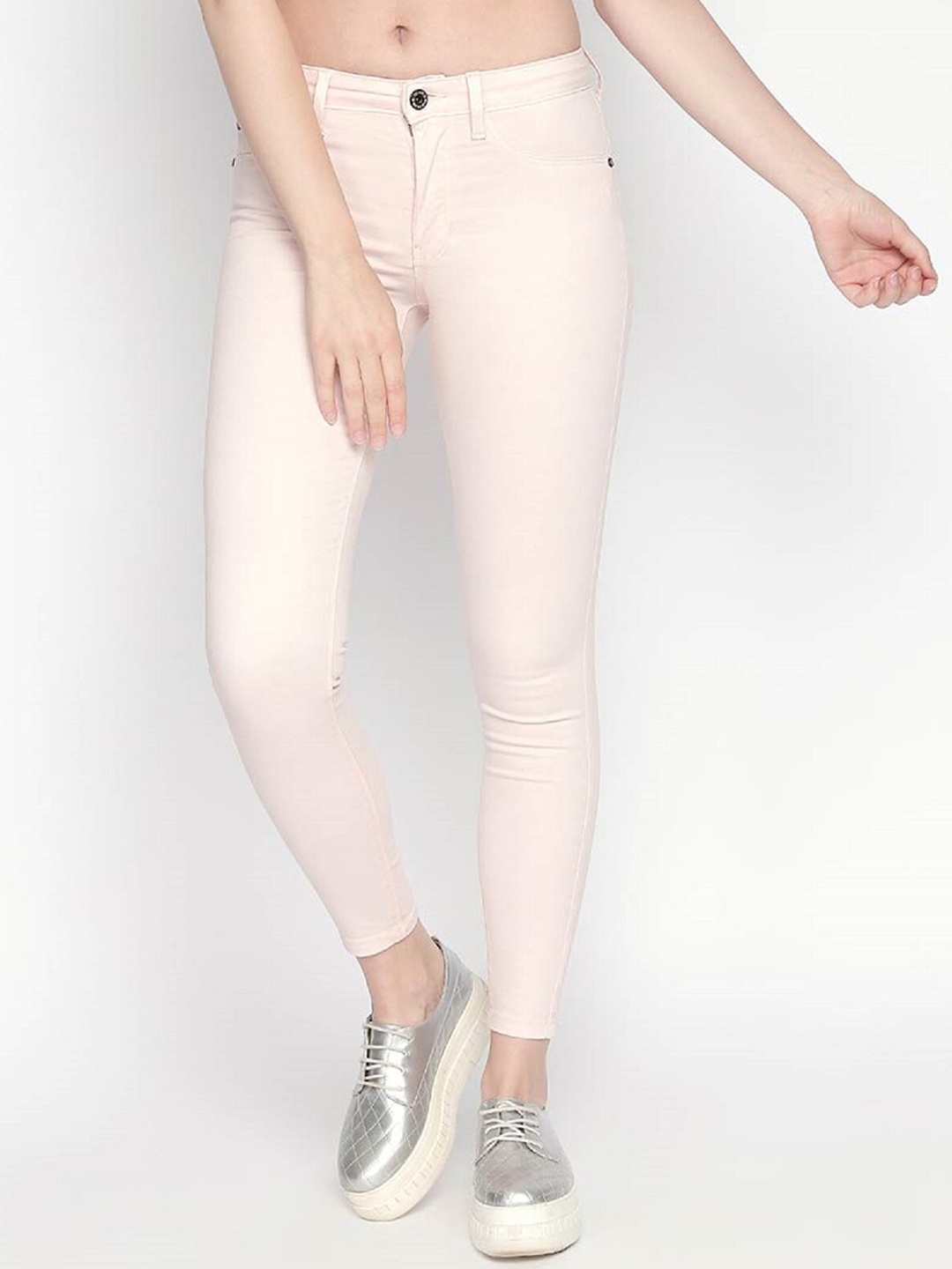 

LOVEGEN Women Pink Skinny Fit Slash Knee Stretchable Jeans