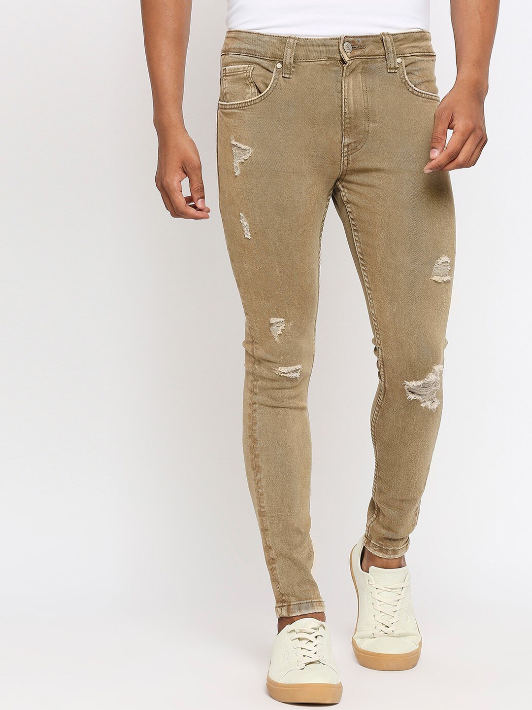 

LOVEGEN Men Yellow Skinny Fit Mildly Distressed Stretchable Jeans