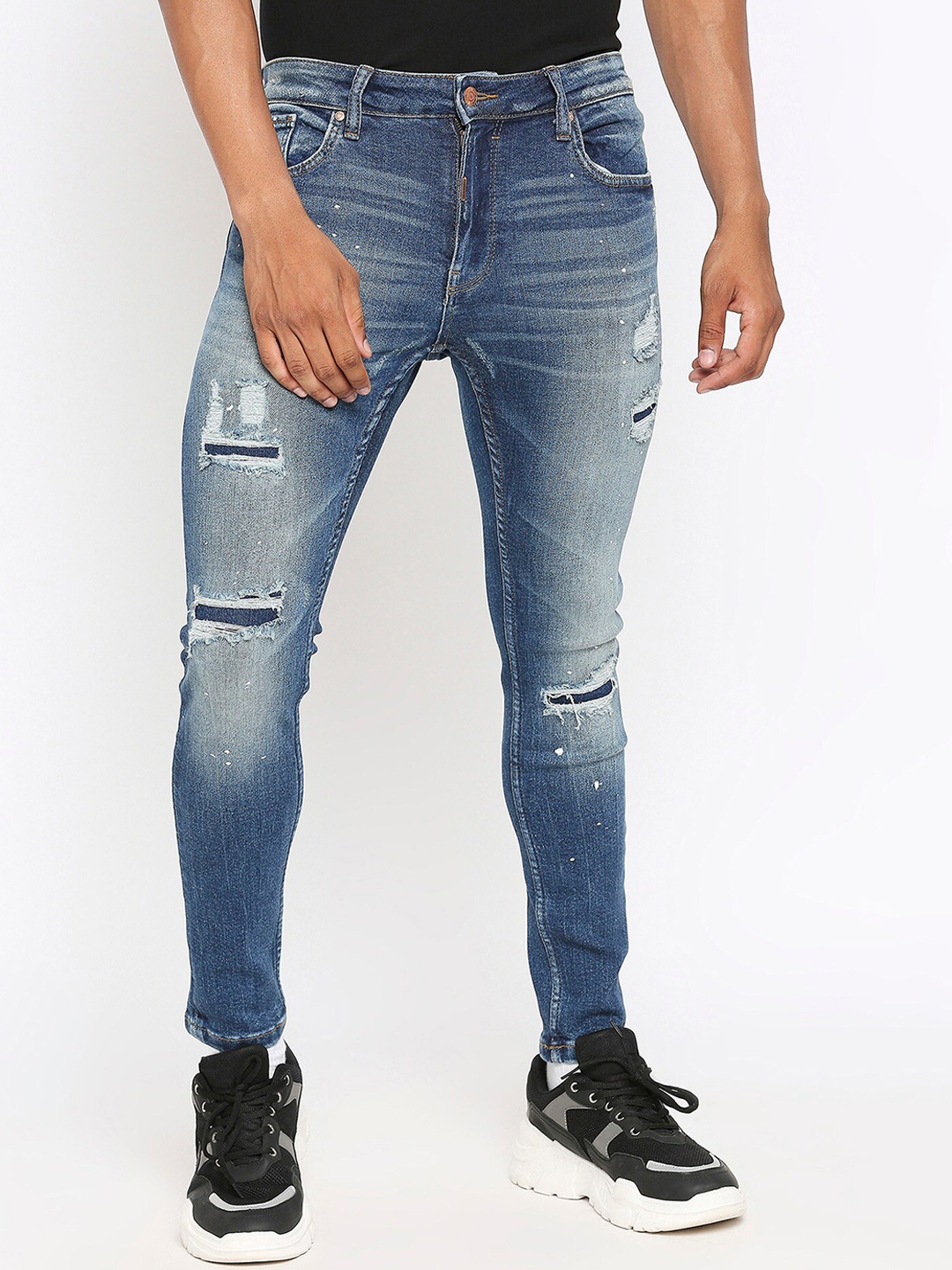 

LOVEGEN Men Blue Skinny Fit Mildly Distressed Heavy Fade Stretchable Jeans
