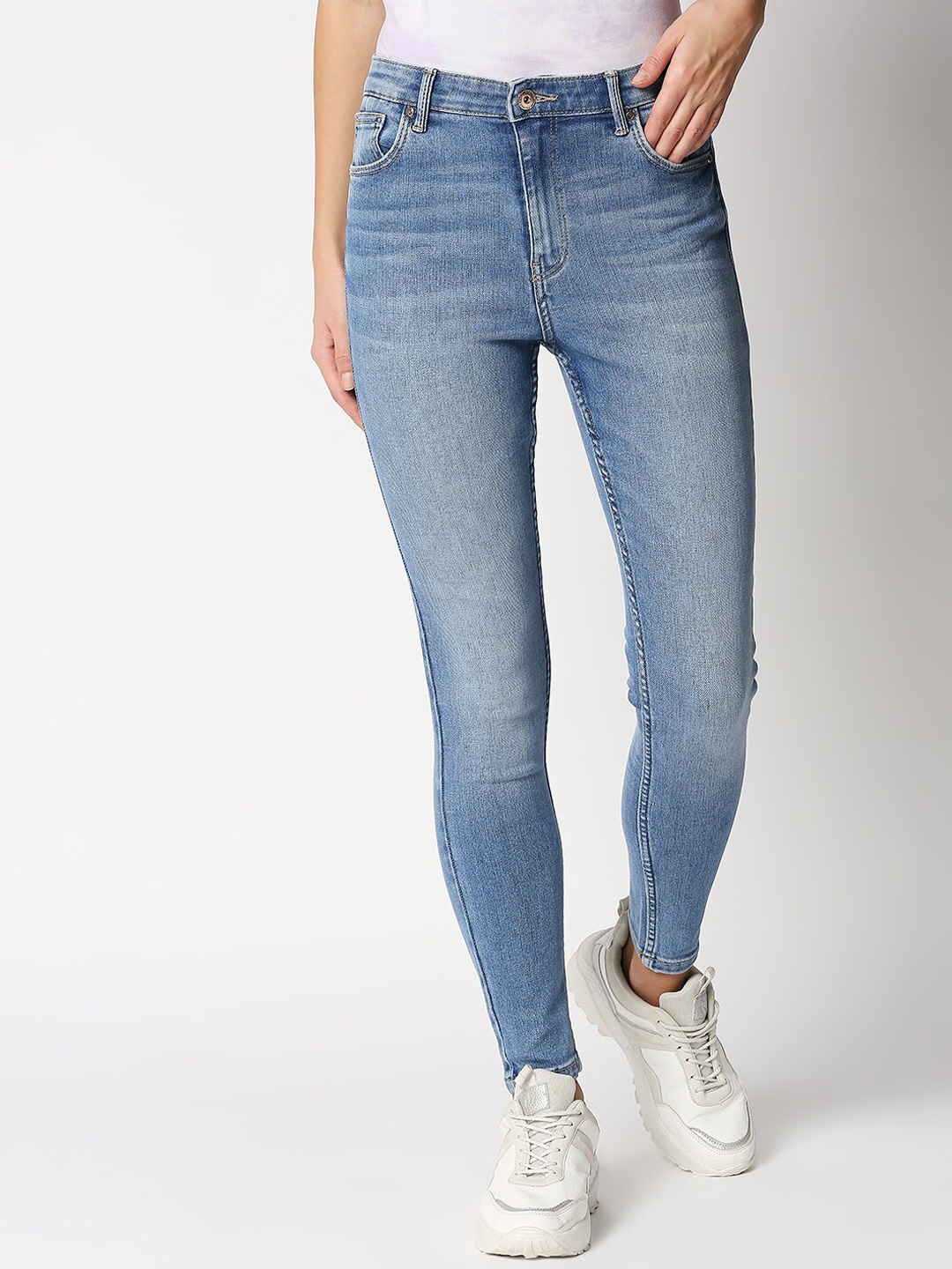 

LOVEGEN Women Blue Skinny Fit High-Rise Light Fade Stretchable Jeans