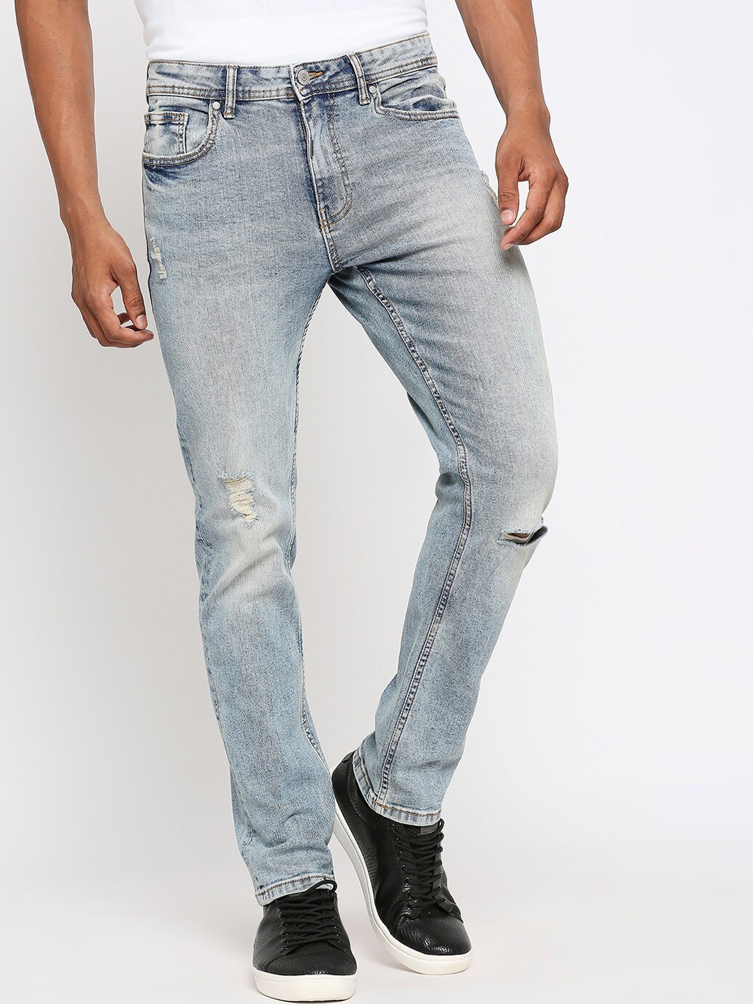 

LOVEGEN Men Blue Slim Fit Mildly Distressed Heavy Fade Stretchable Jeans
