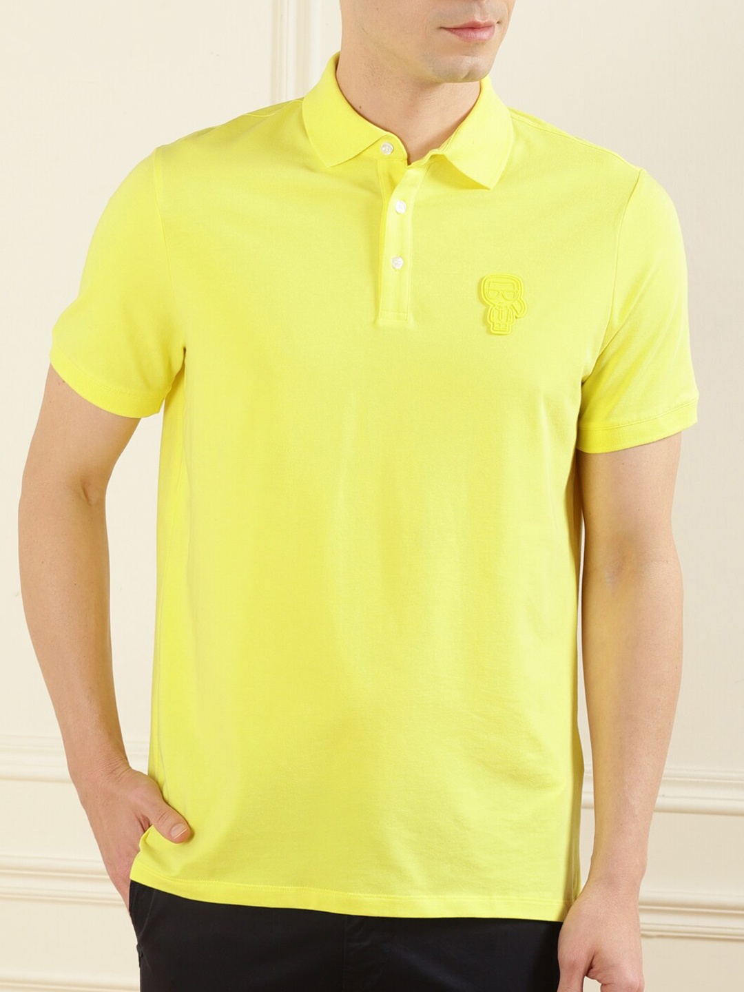 

Karl Lagerfeld Men Yellow Polo Collar T-shirt