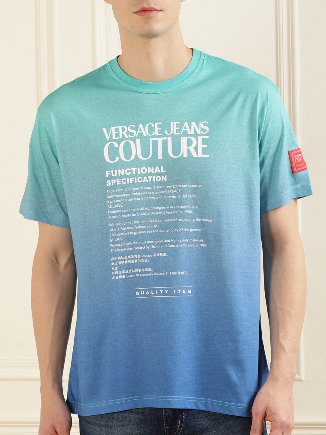 

Versace Jeans Couture Men Multicoloured Typography Printed Applique T-shirt, Multi