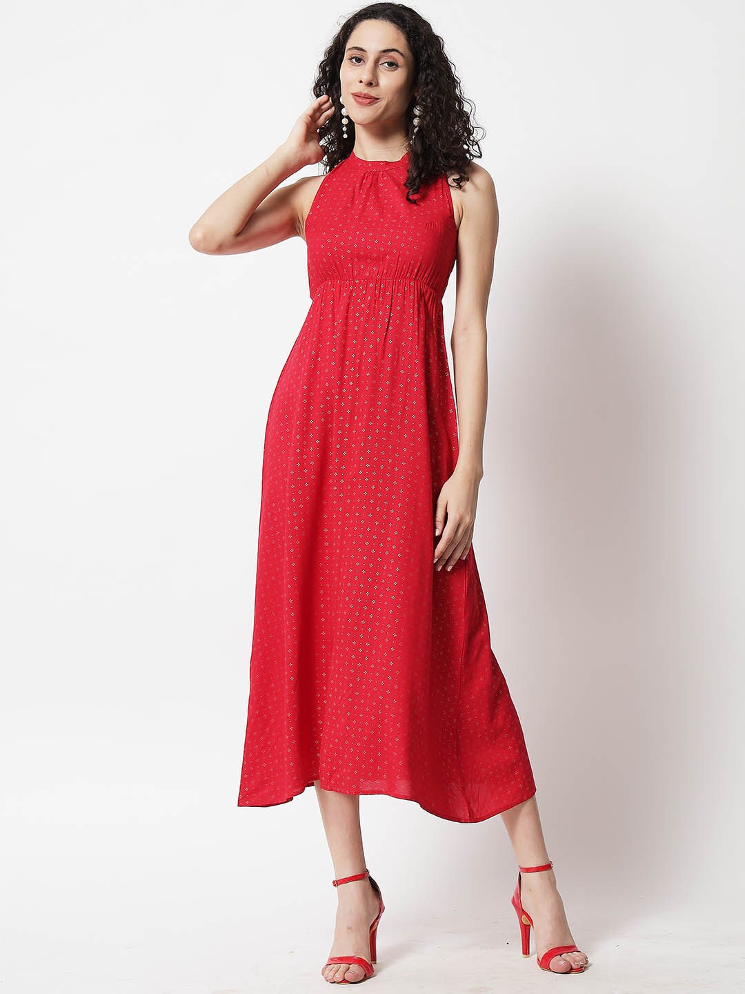 

angloindu Magenta Midi Dress