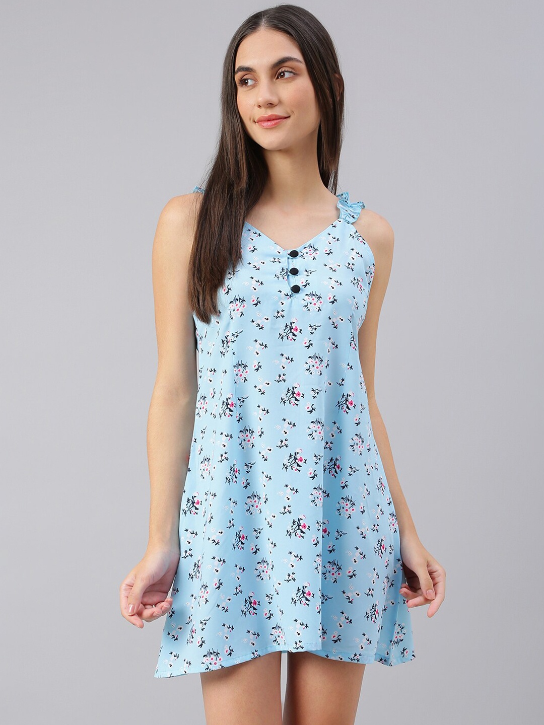 

FLAMBOYANT Blue Printed Nightdress