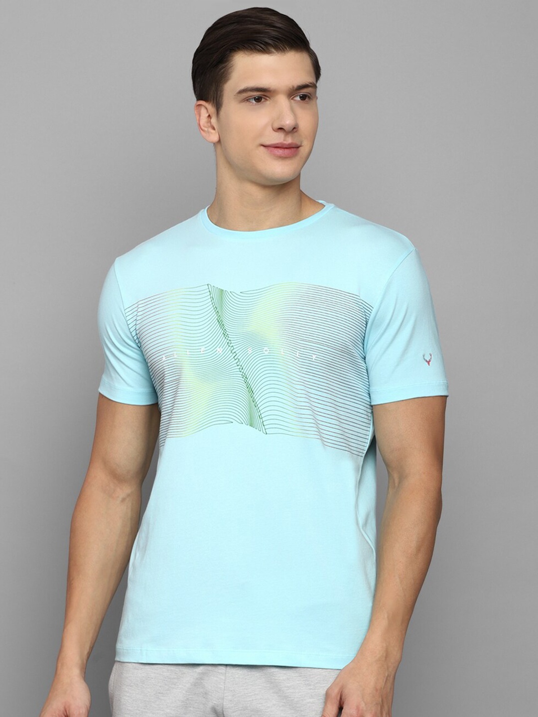 

Allen Solly Tribe Men Green Printed Raw Edge T-shirt