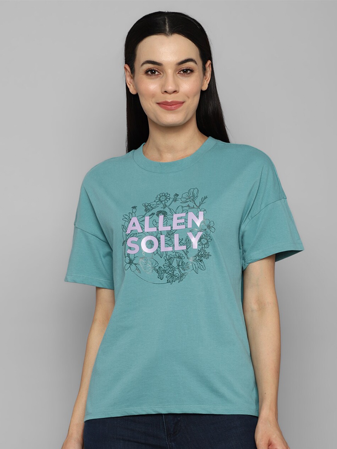 

Allen Solly Woman Women Green Typography Printed T-shirt