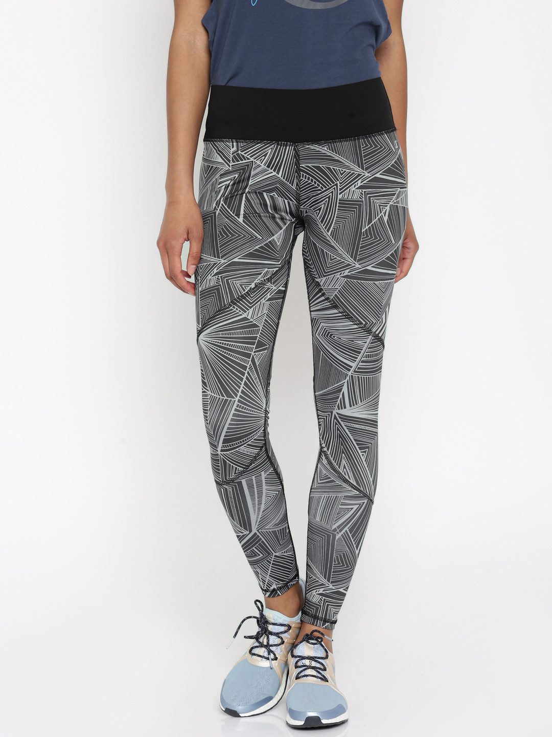 

Champion Black & Grey Printed Tight Fit Track Pants