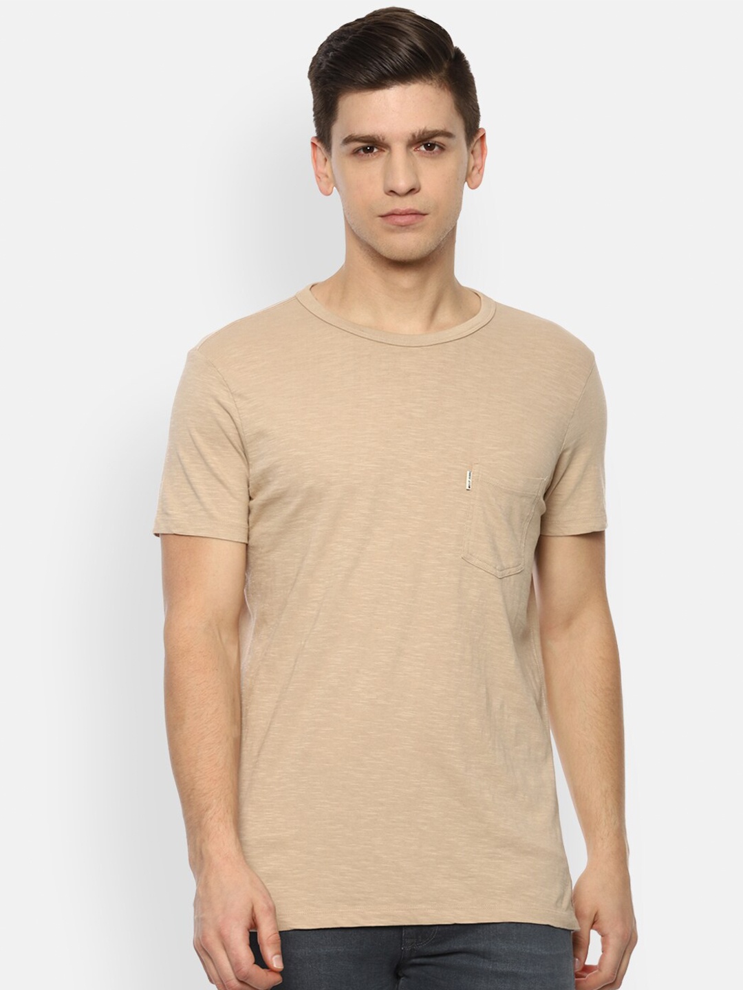 

Louis Philippe Jeans Men Beige Slim Fit T-shirt