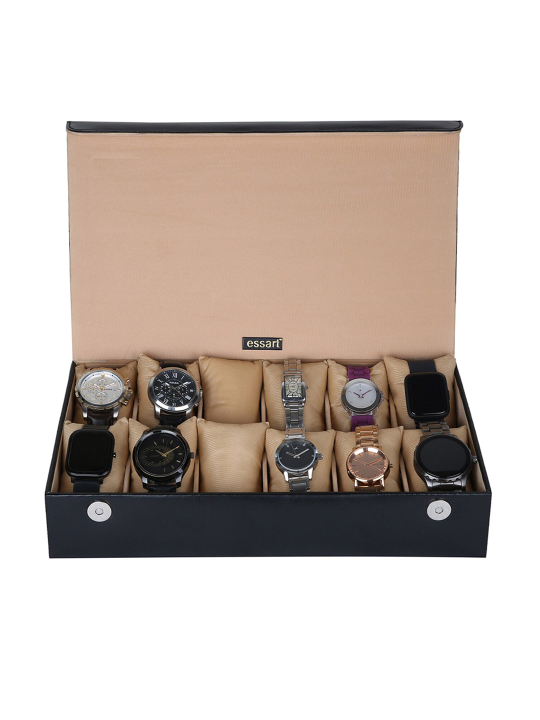 

essart Black Solid Watch Organiser Box