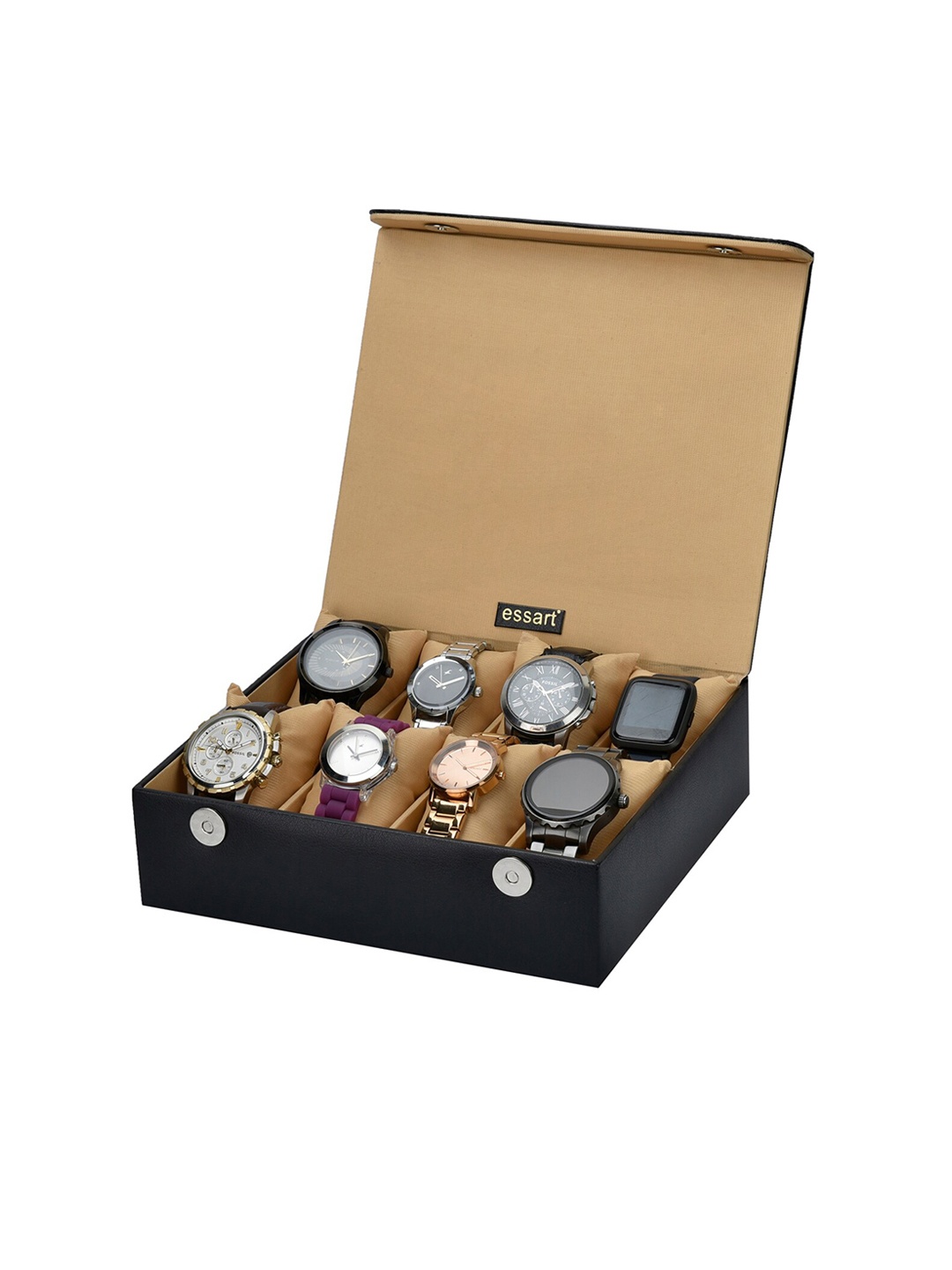 

essart Black 8 Slots Watch Organiser Box