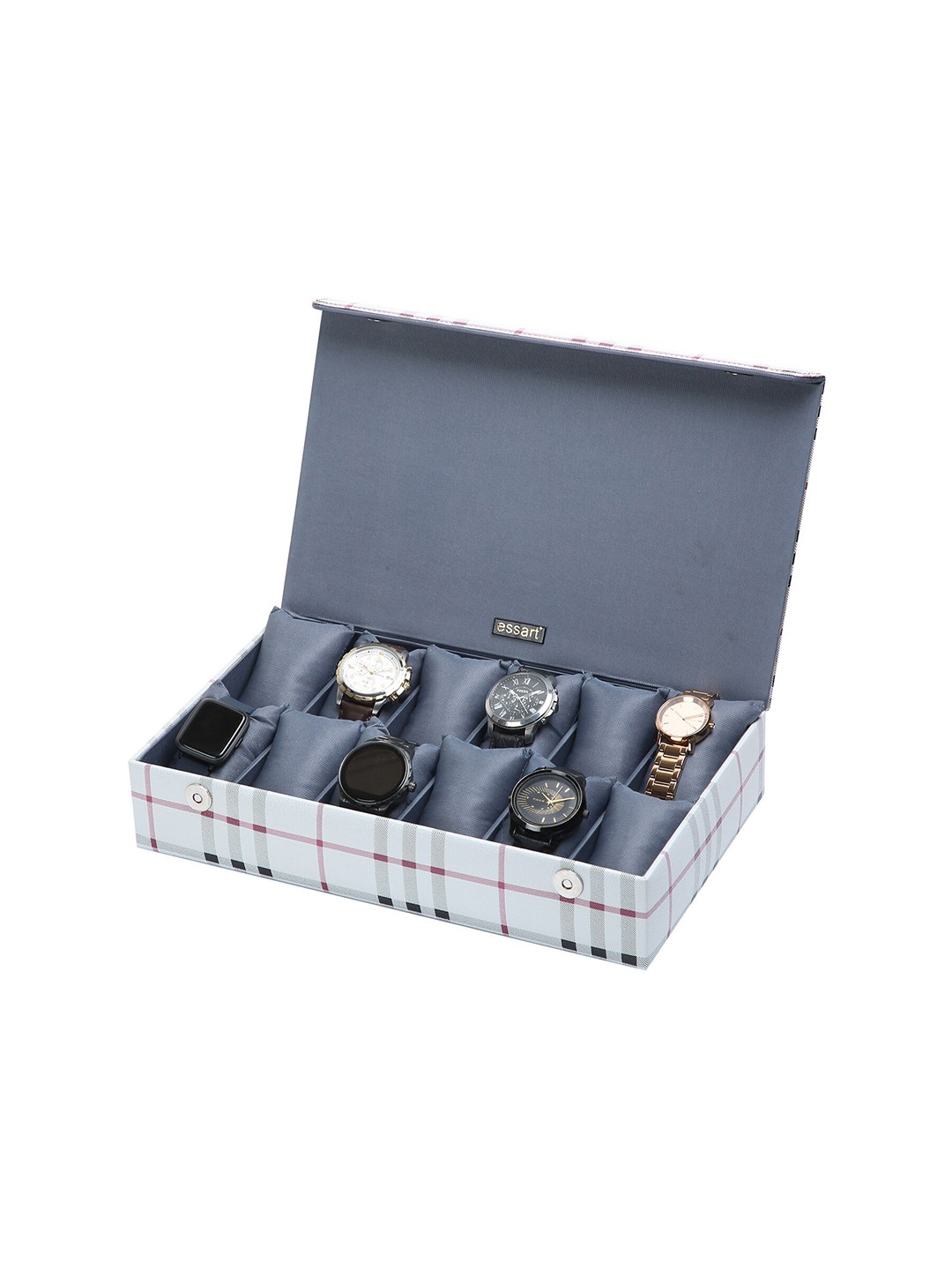 

essart White Checked Watch Organiser