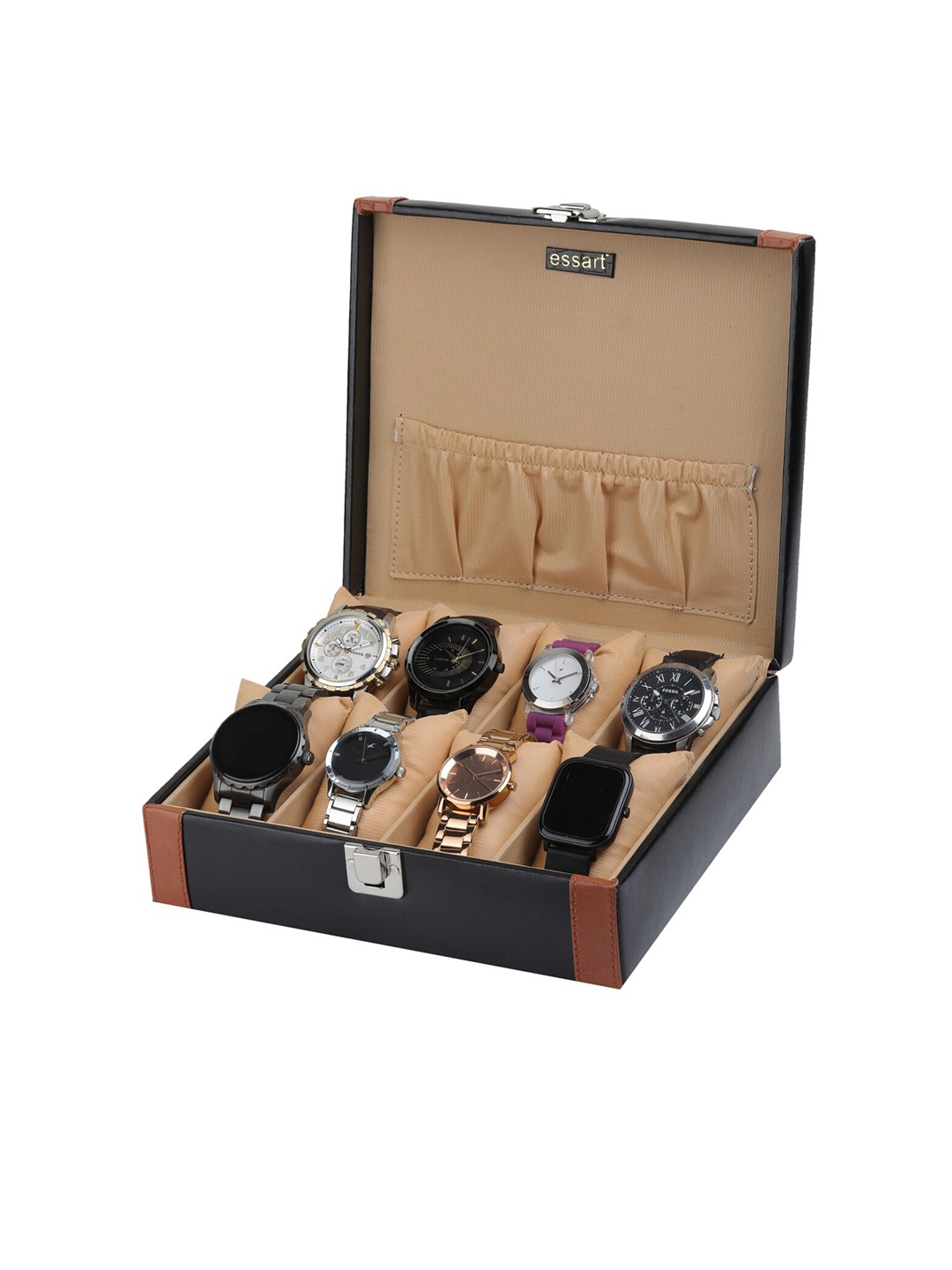 

essart Black & Brown Solid Watch Organiser