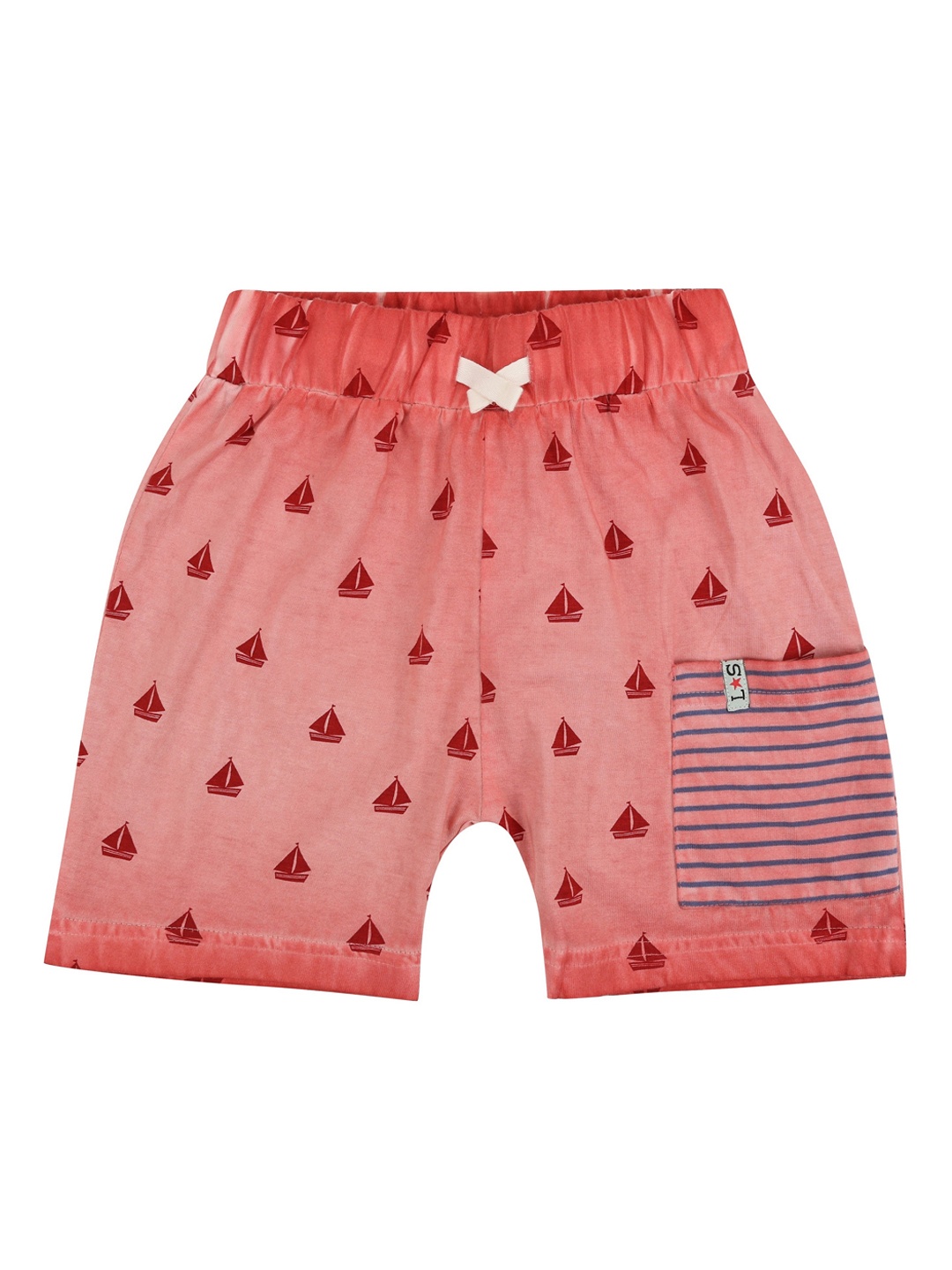 

Lilly and Sid Kids Coral Red Printed Organic Cotton Shorts