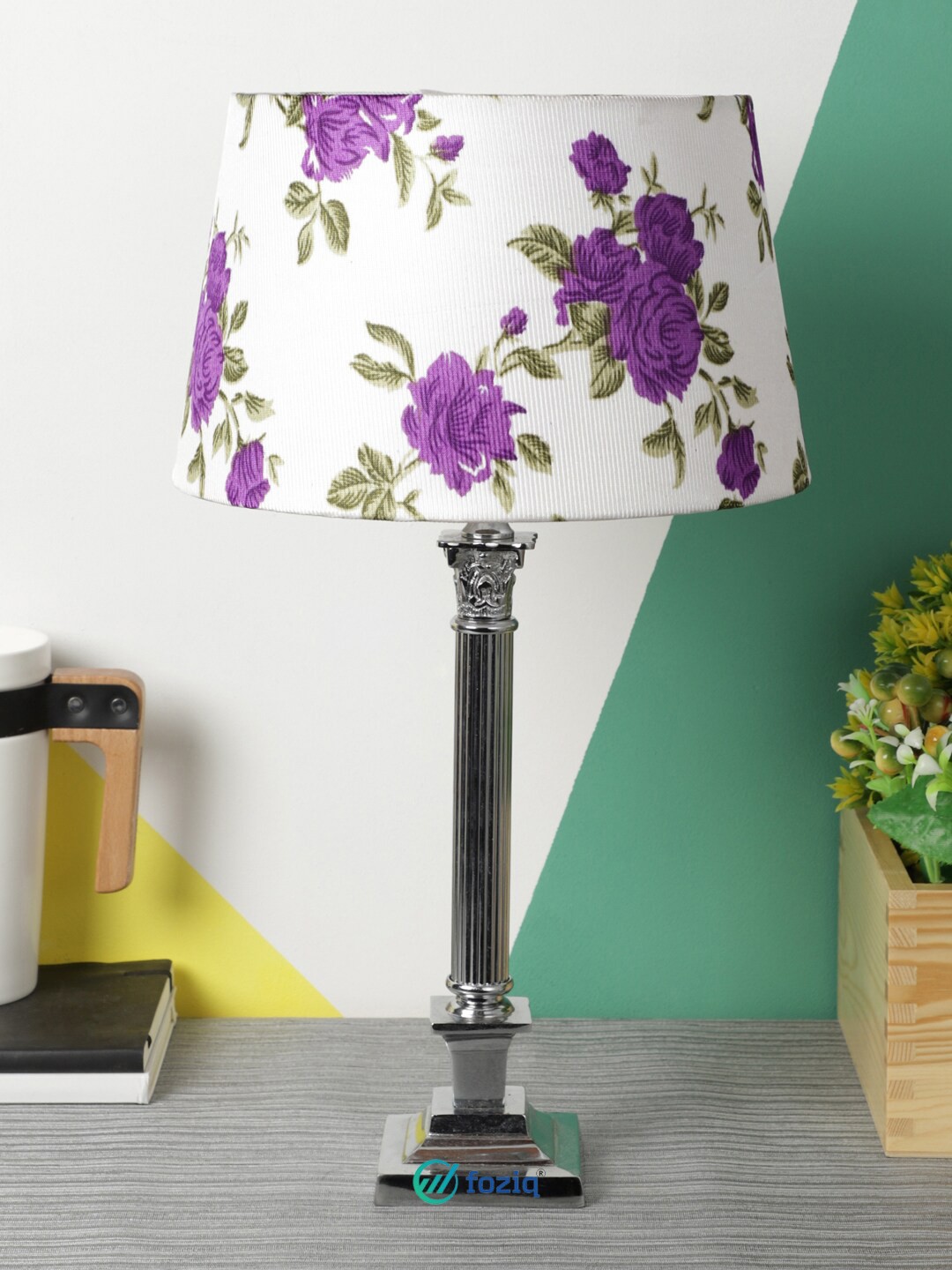 

foziq Silver-Toned Metal Contemporary Table Lamp