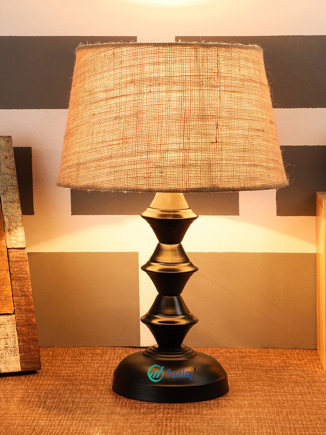 

foziq Black & Grey Solid Table Lamps With Shade