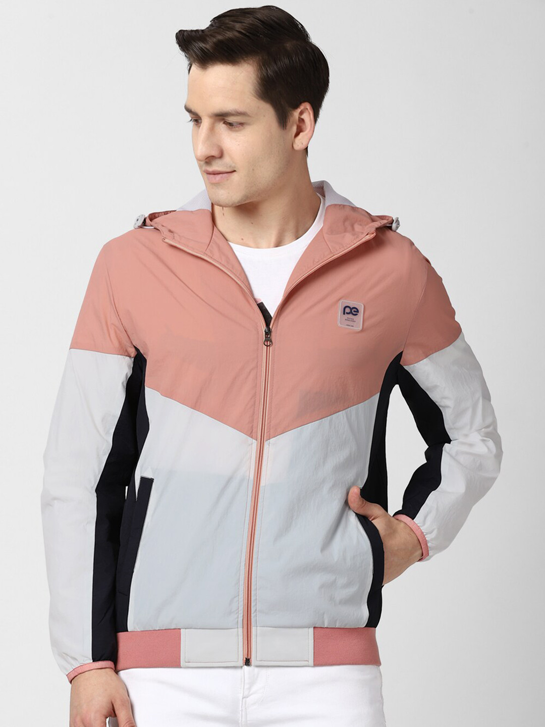 

Peter England Casuals Men Grey Colourblocked Sporty Jacket