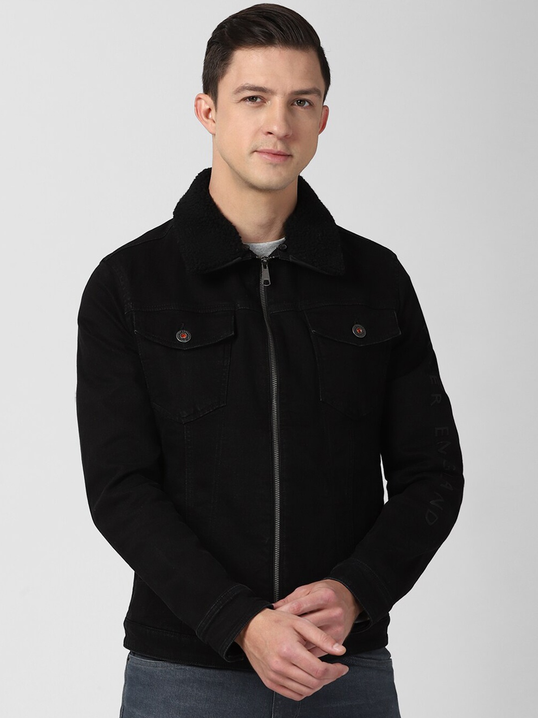 

Peter England Casuals Men Black Denim Jacket