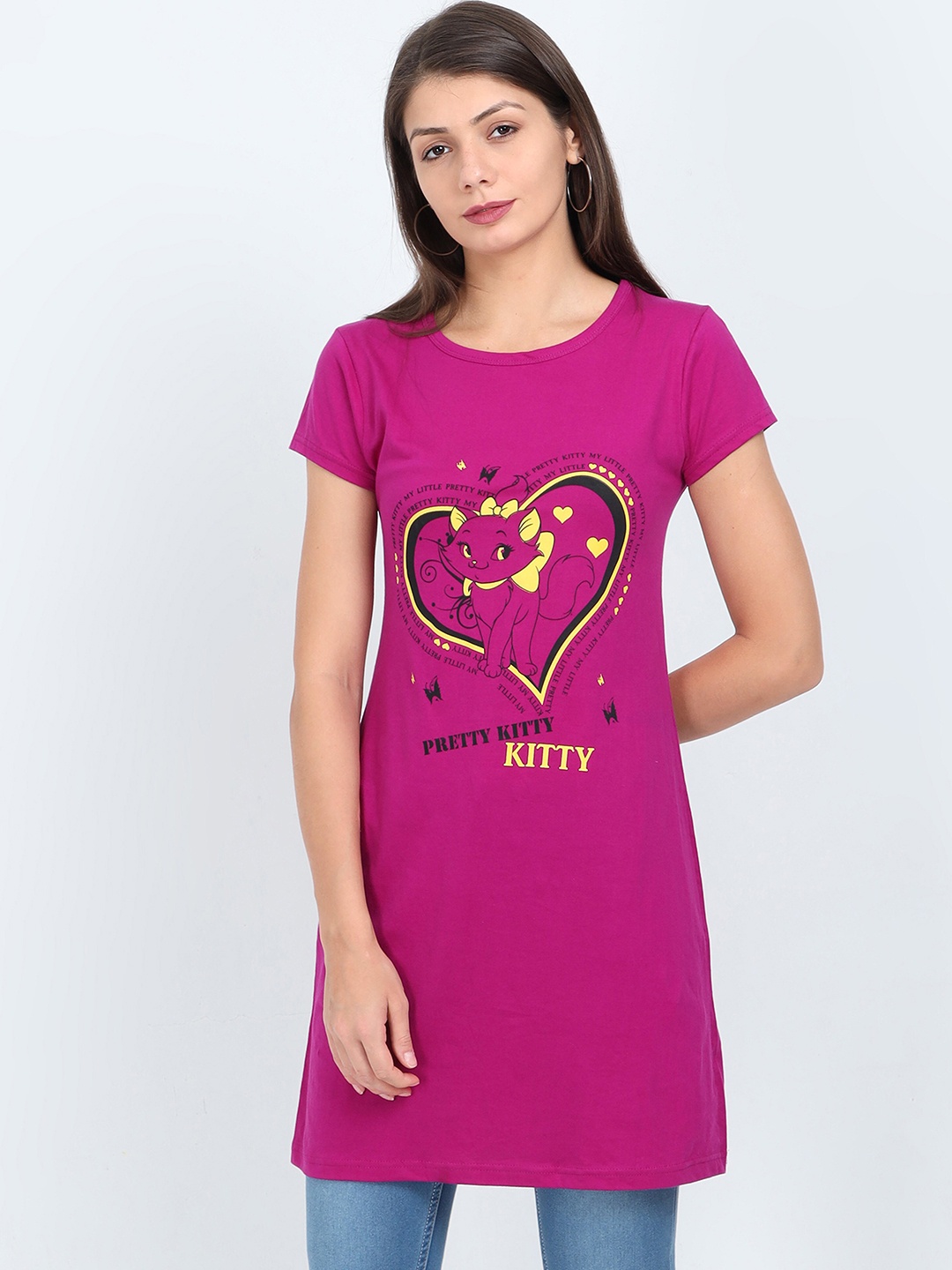 

Fleximaa Magenta & medium violet red Print Longline Top