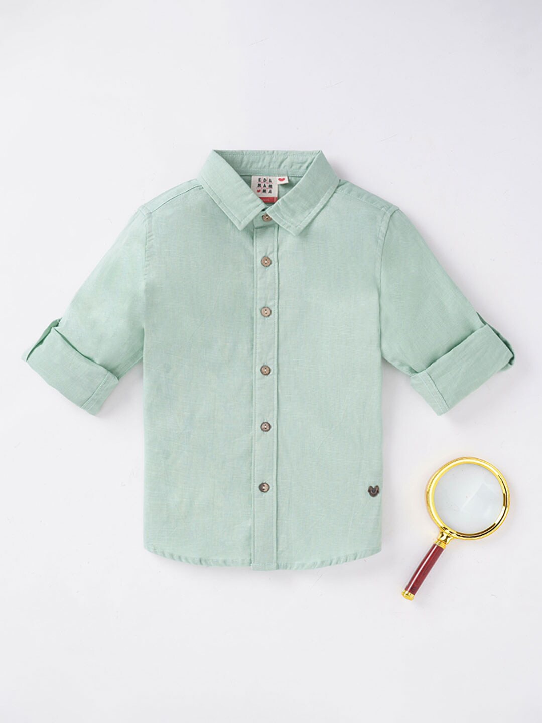 

Ed-a-Mamma Boys Green Casual Shirt