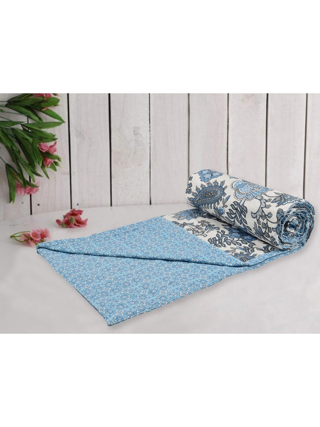 

TRANCE Unisex Multi Blankets Quilts and Dohars, Blue