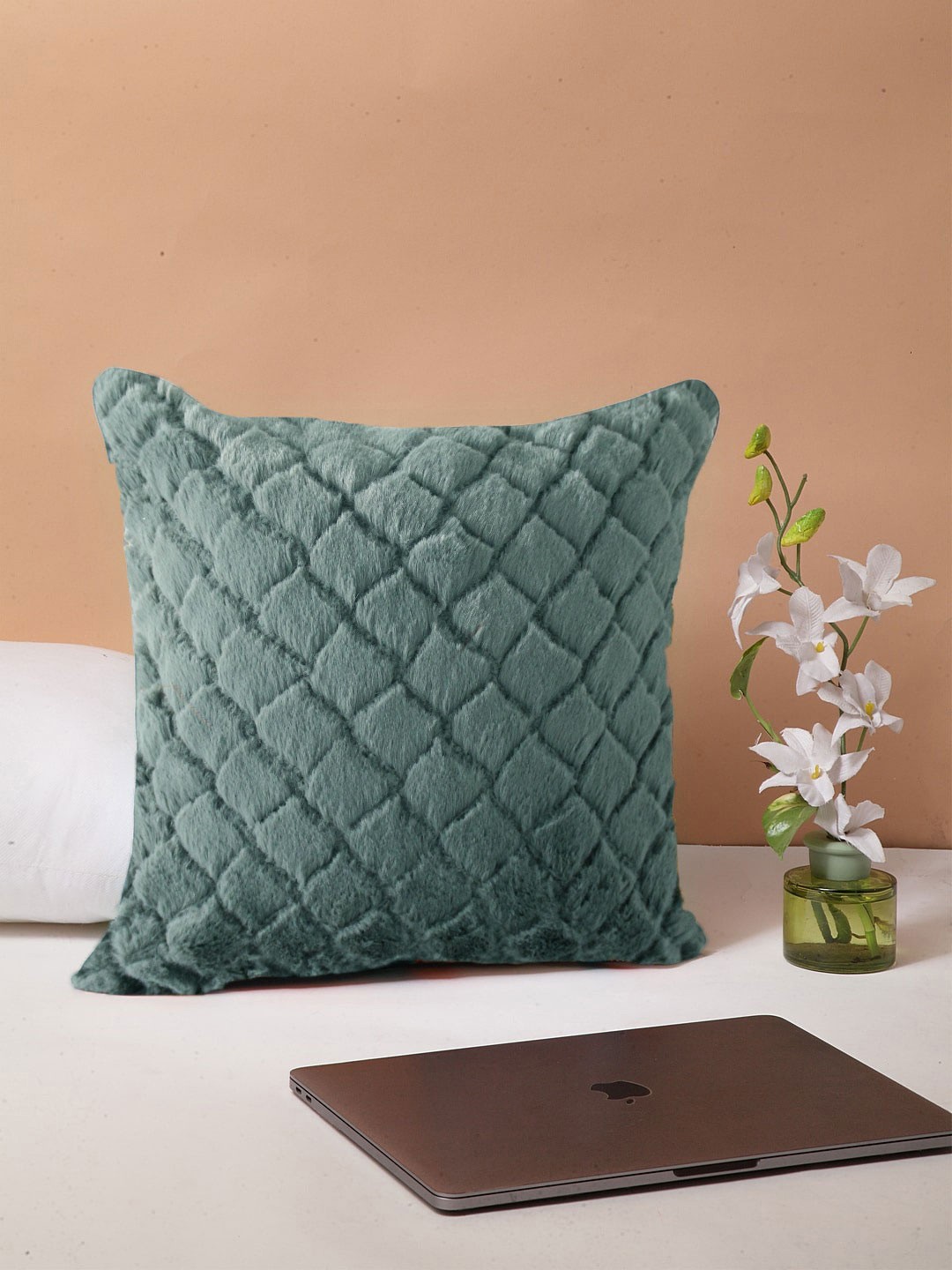 

LUXEHOME INTERNATIONAL Set Of 2 Textured Floor Cushions, Lime green