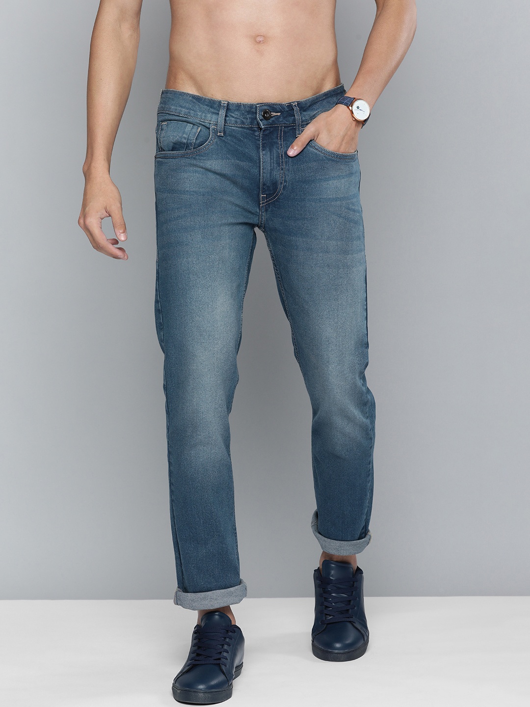 

Flying Machine Men Blue Micheal Slim Fit Heavy Fade Stretchable Jeans