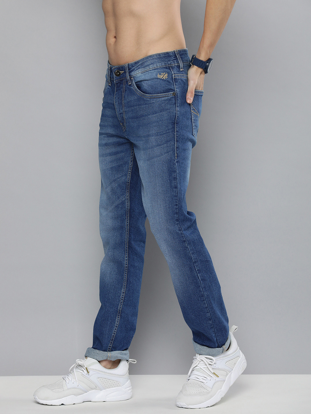 

Flying Machine Men Blue Micheal Slim Fit Heavy Fade Stretchable Jeans