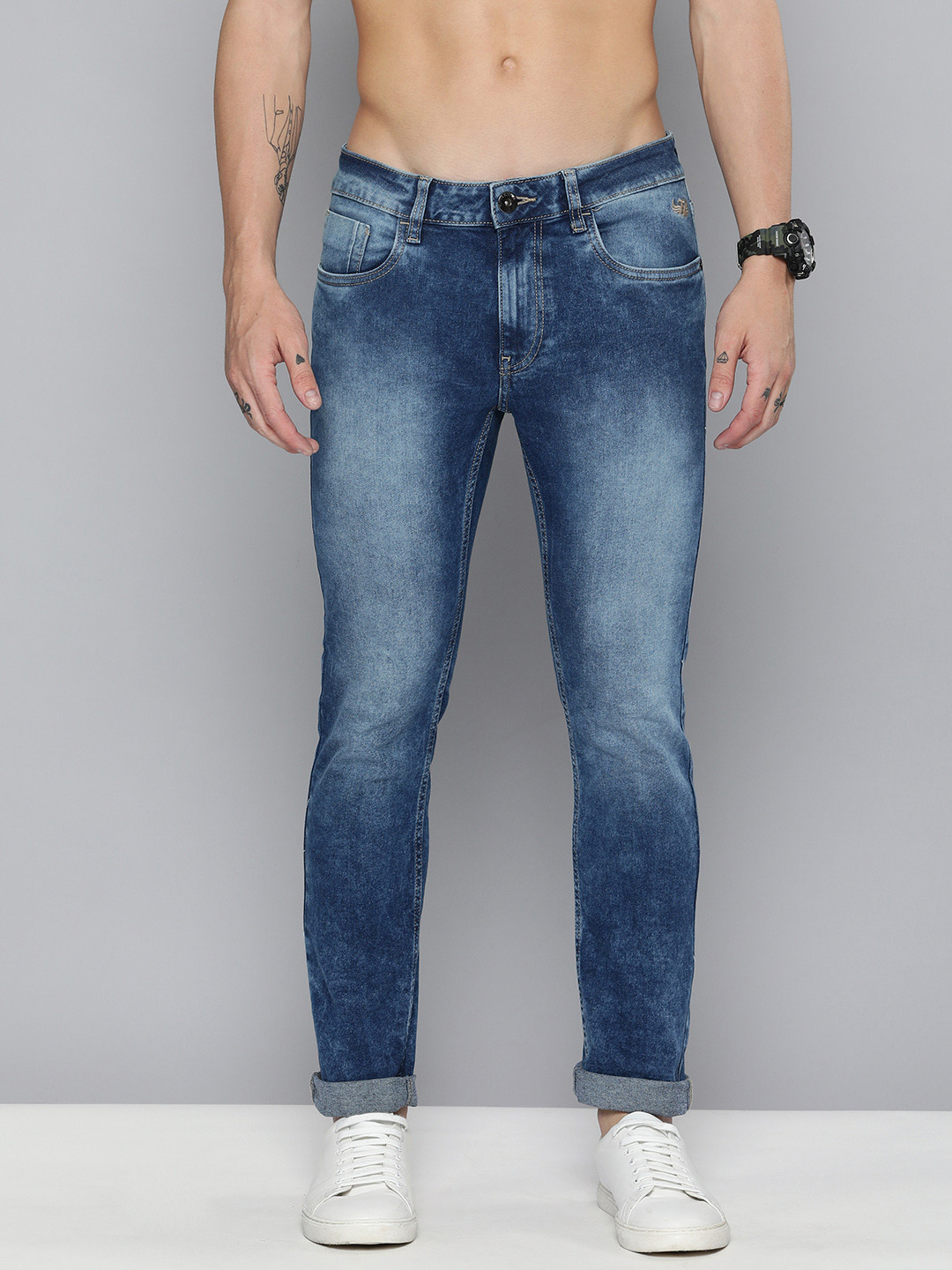 

Flying Machine Men Blue Micheal Slim Tapered Fit Light Fade Stretchable Jeans
