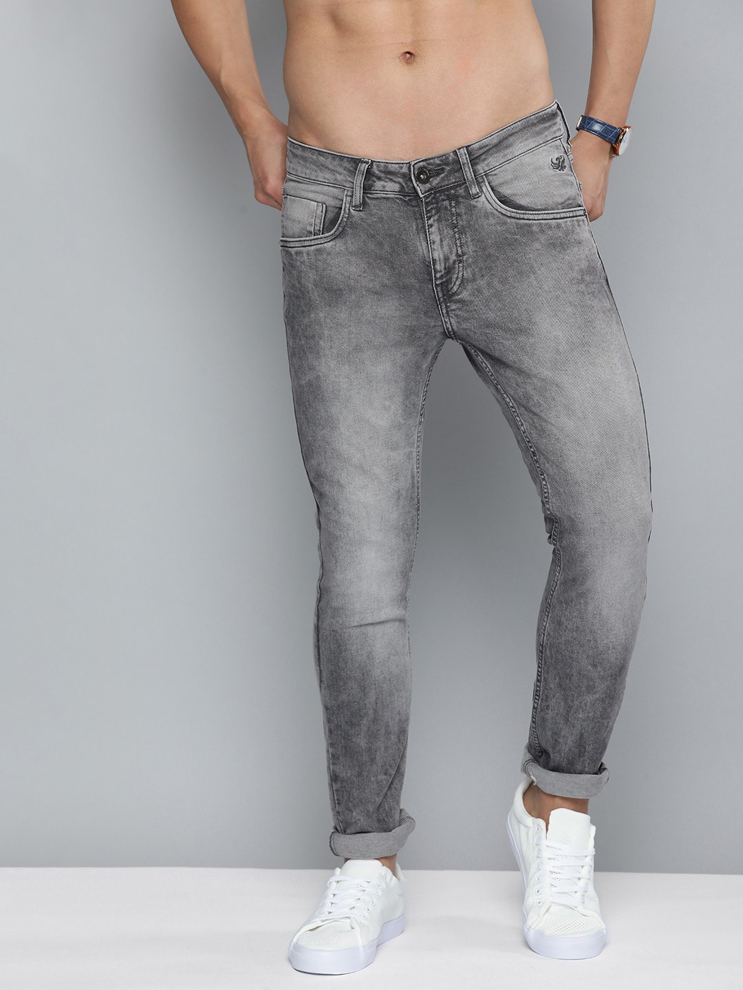 

Flying Machine Men Grey Jackson Skinny Fit Low-Rise Heavy Fade Stretchable Jeans