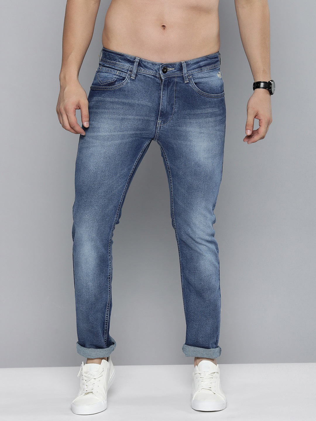 

Flying Machine Men Slim Fit Heavy Fade Stretchable Jeans, Blue