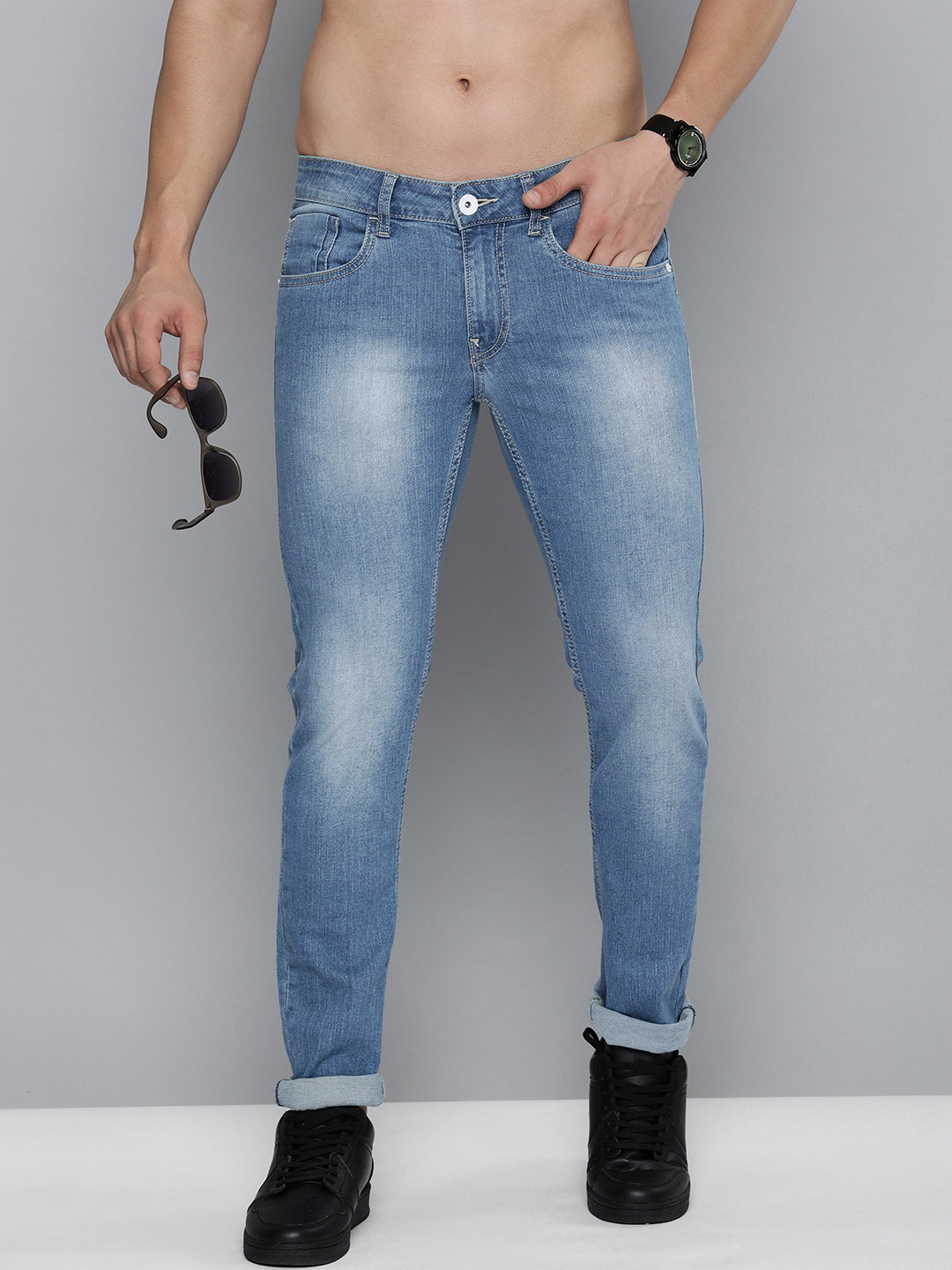 

Flying Machine Men Jackson Skinny Fit Low-Rise Light Fade Stretchable Jeans, Blue