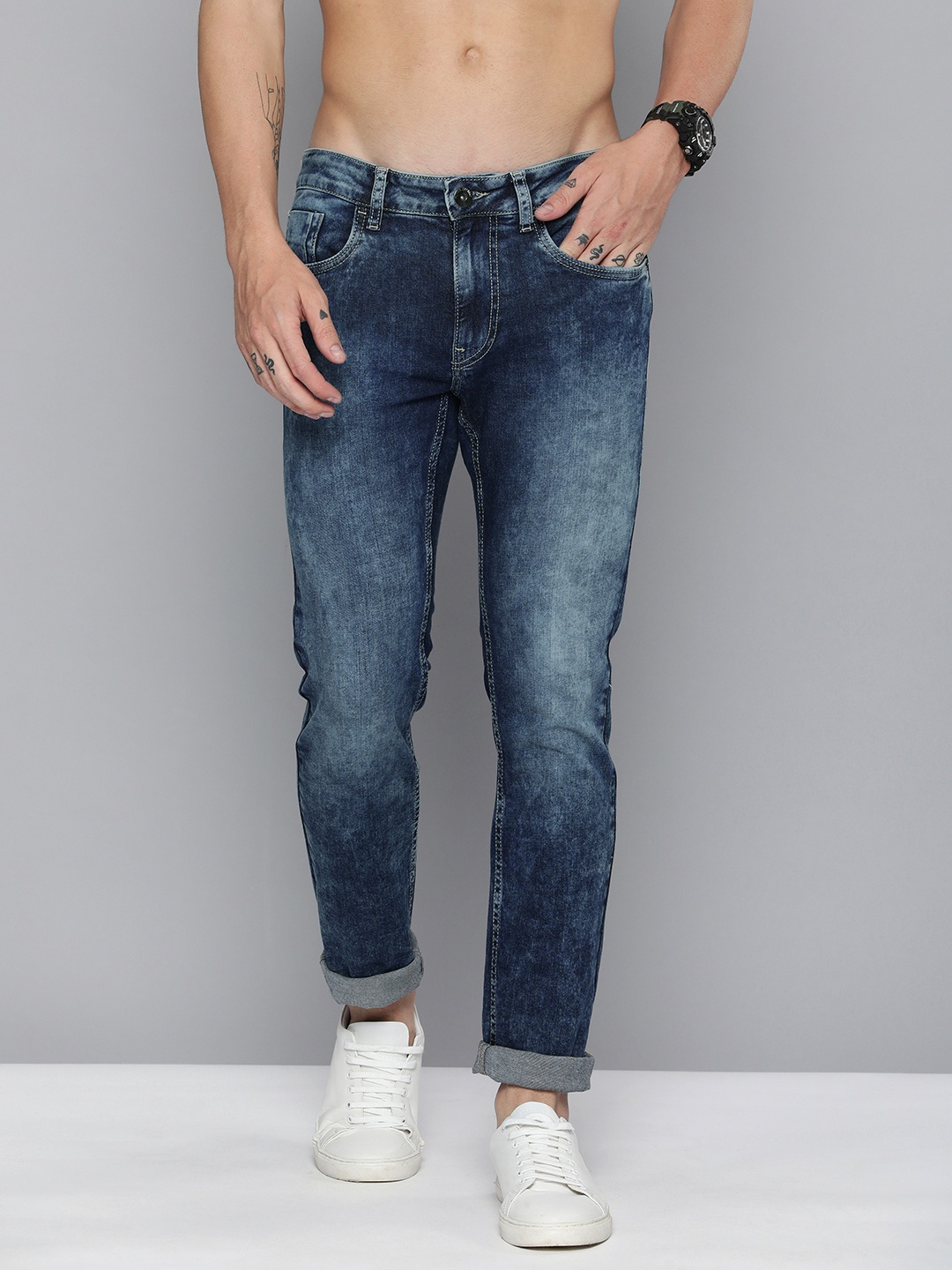 

Flying Machine Men Blue Micheal Slim Tapered Fit Light Fade Stretchable Jeans