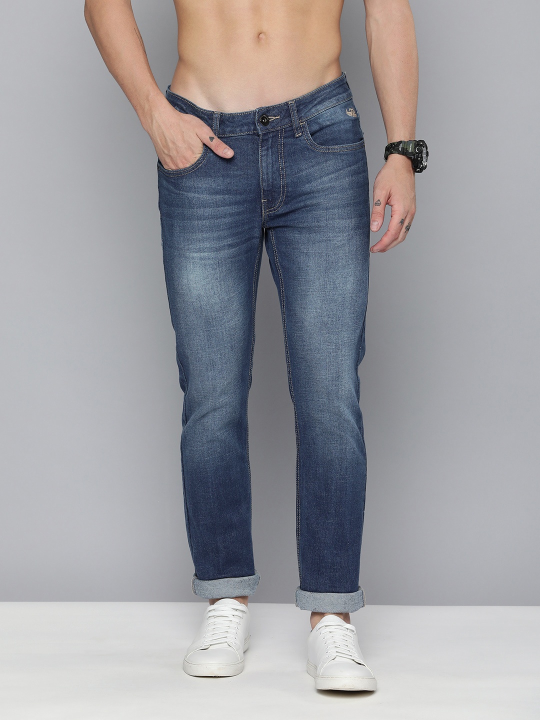 

Flying Machine Men Blue Micheal Slim Fit Heavy Fade Stretchable Jeans